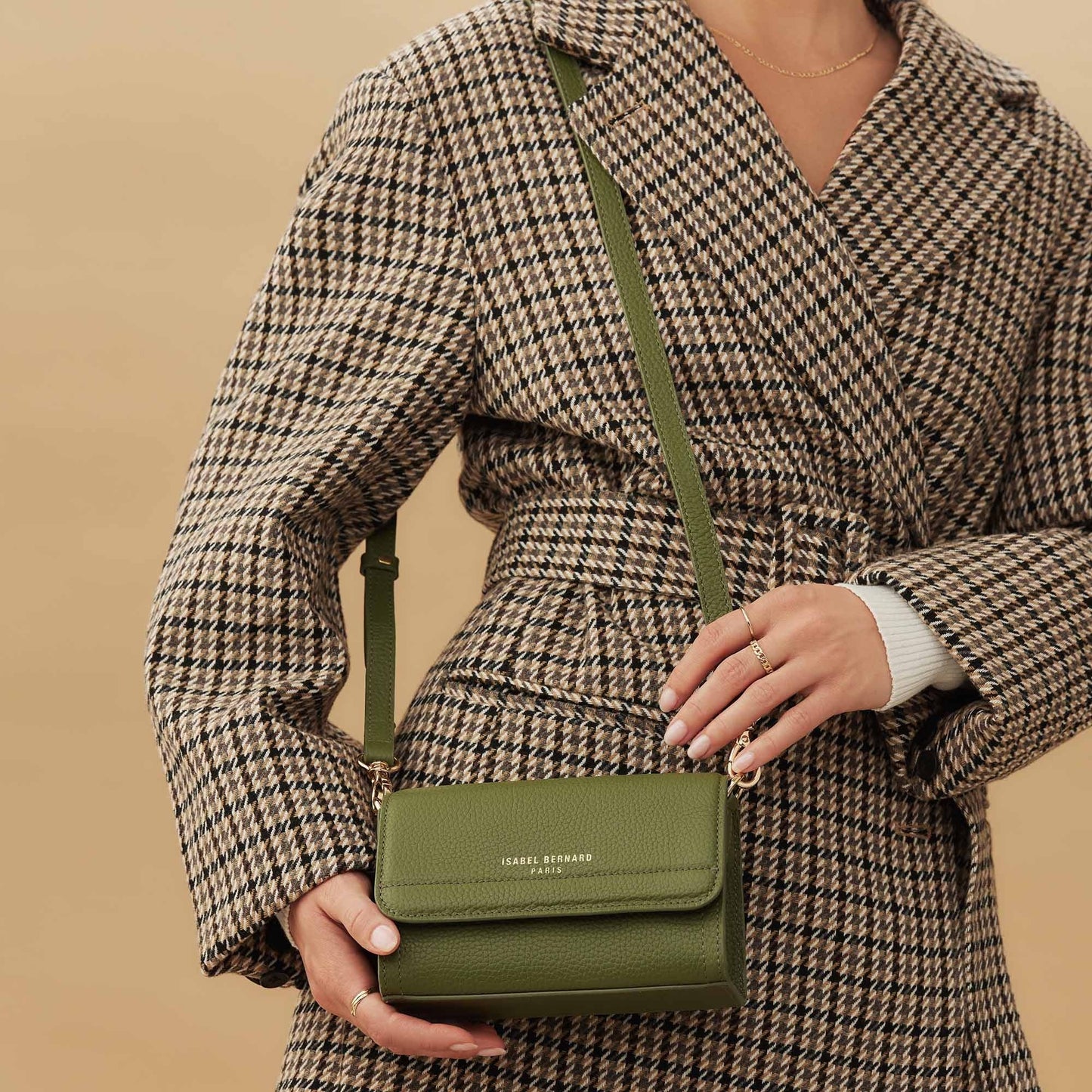 Femme Forte Kim green calfskin leather crossbody bag -  - Isabel Bernard