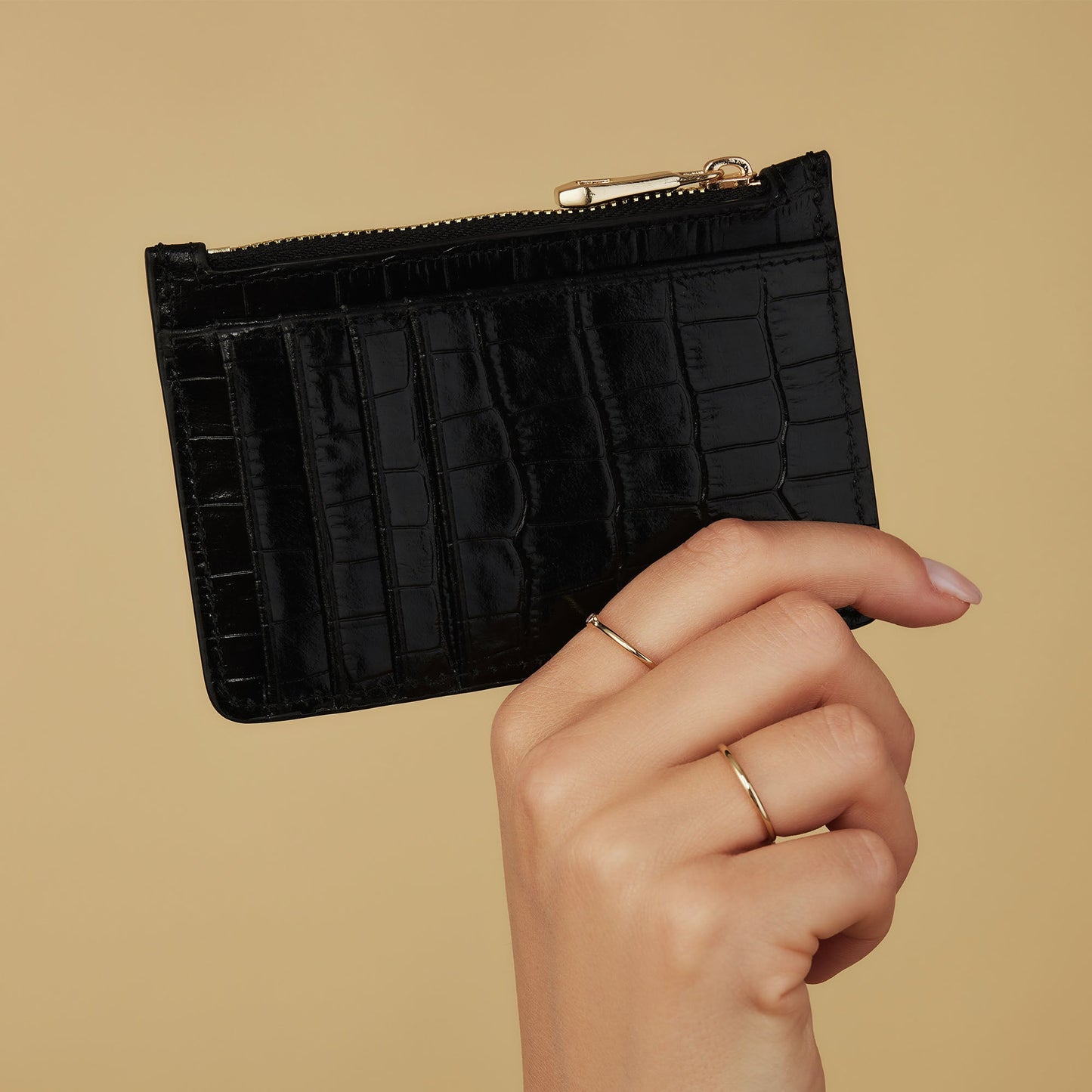 Honoré Aveline croco black calfskin leather card holder -  - Isabel Bernard