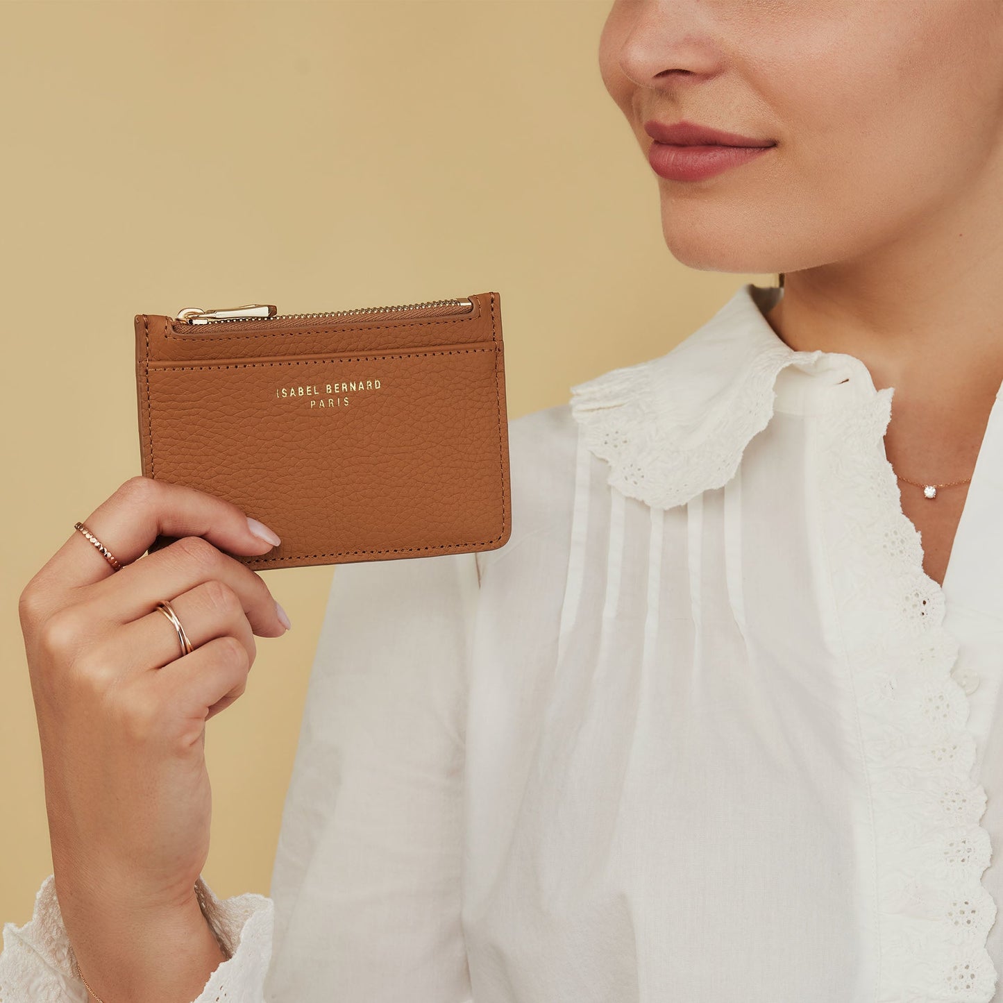 Honoré Aveline camel calfskin leather card holder -  - Isabel Bernard