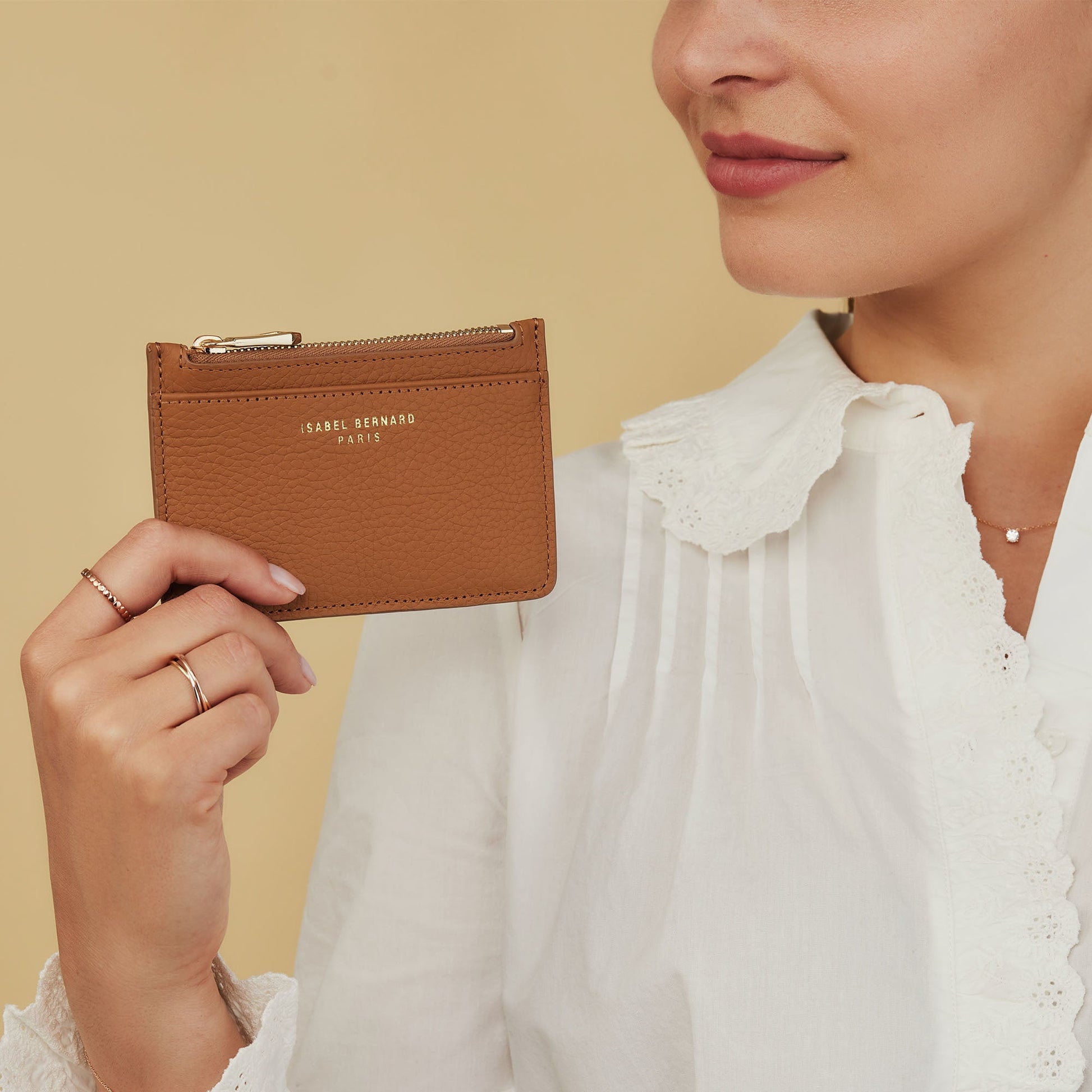 Honoré Aveline camel calfskin leather card holder -  - Isabel Bernard