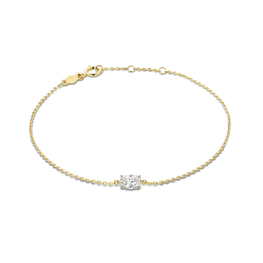 Baguette Genevieve 14 karat gold bracelet with white zirconia stone -  - Isabel Bernard