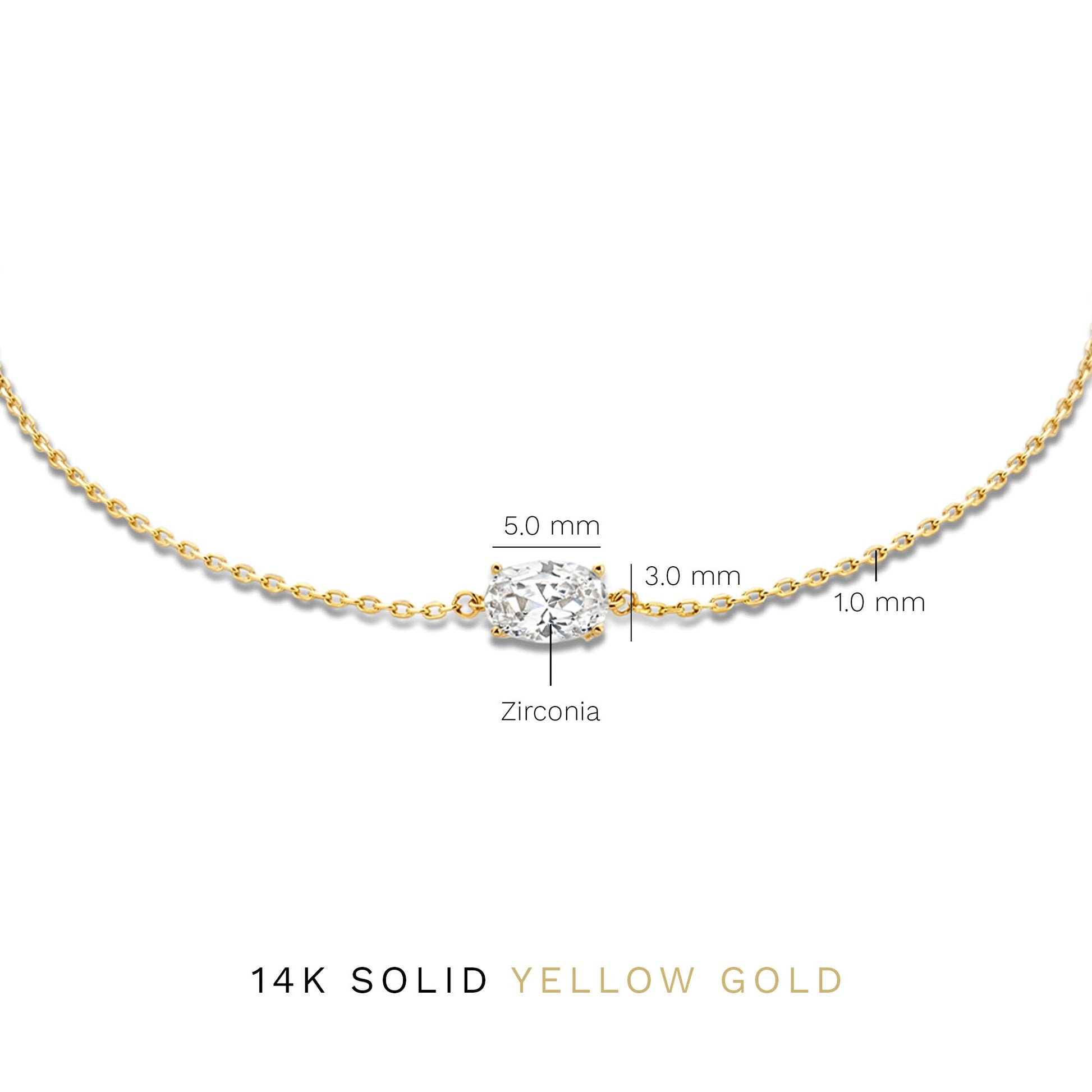 Baguette Genevieve 14 karat gold bracelet with white zirconia stone -  - Isabel Bernard