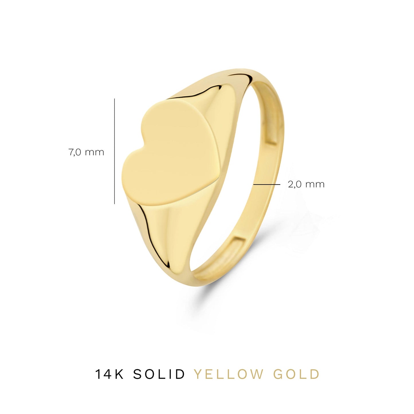 Le Marais Lauren 14 karat gold signet ring with heart -  - Isabel Bernard