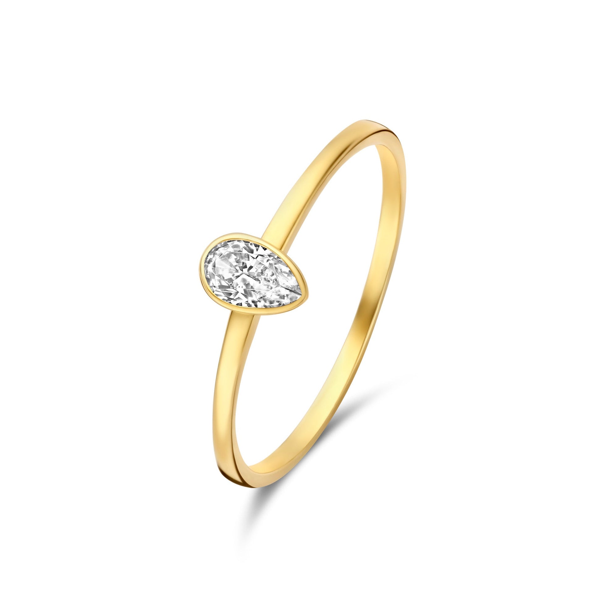 Baguette Genevieve 14 karat gold ring with white zirconia -  - Isabel Bernard