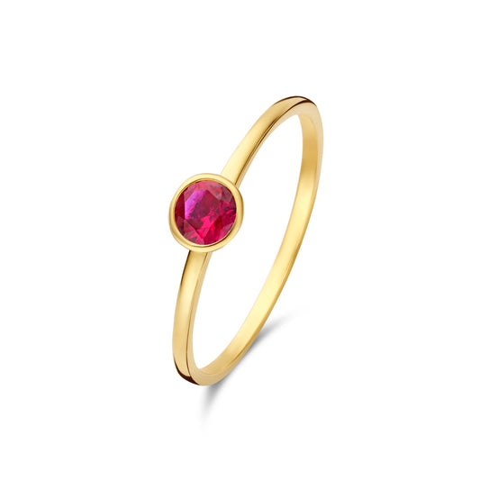 Baguette Roux 14 karat gold ring with red zirconia -  - Isabel Bernard