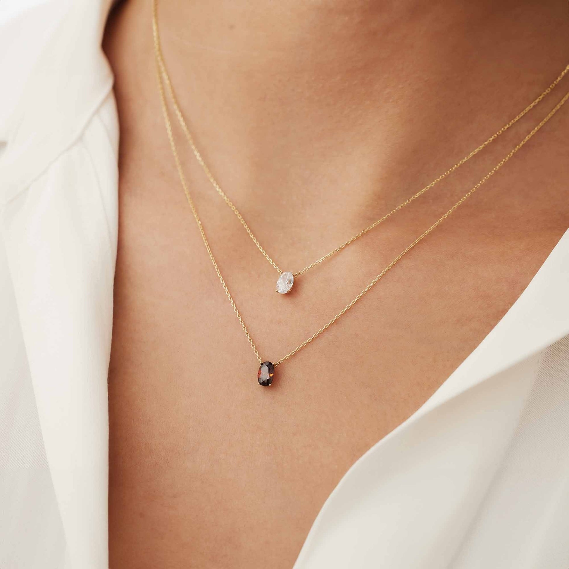 Baguette Genevieve 14 karat gold necklace with white zirconia stone -  - Isabel Bernard