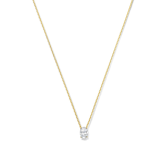 Baguette Genevieve 14 karat gold necklace with white zirconia stone -  - Isabel Bernard