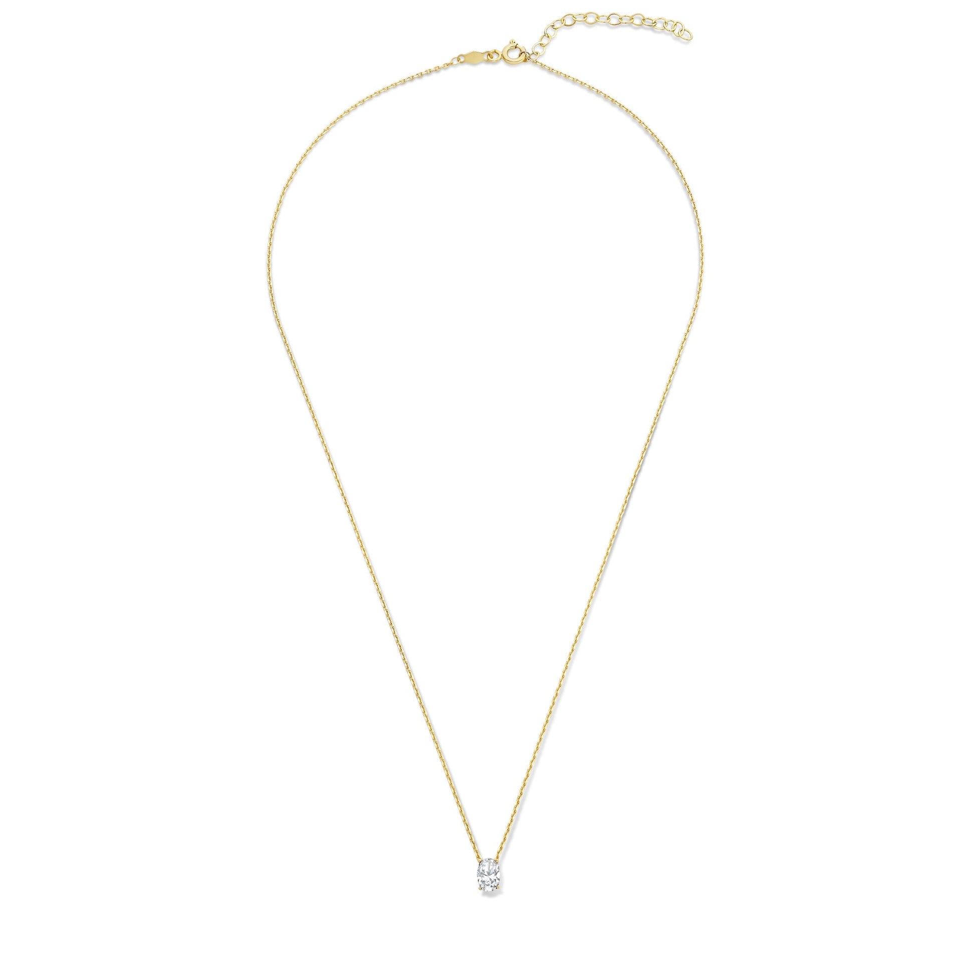 Baguette Genevieve 14 karat gold necklace with white zirconia stone -  - Isabel Bernard