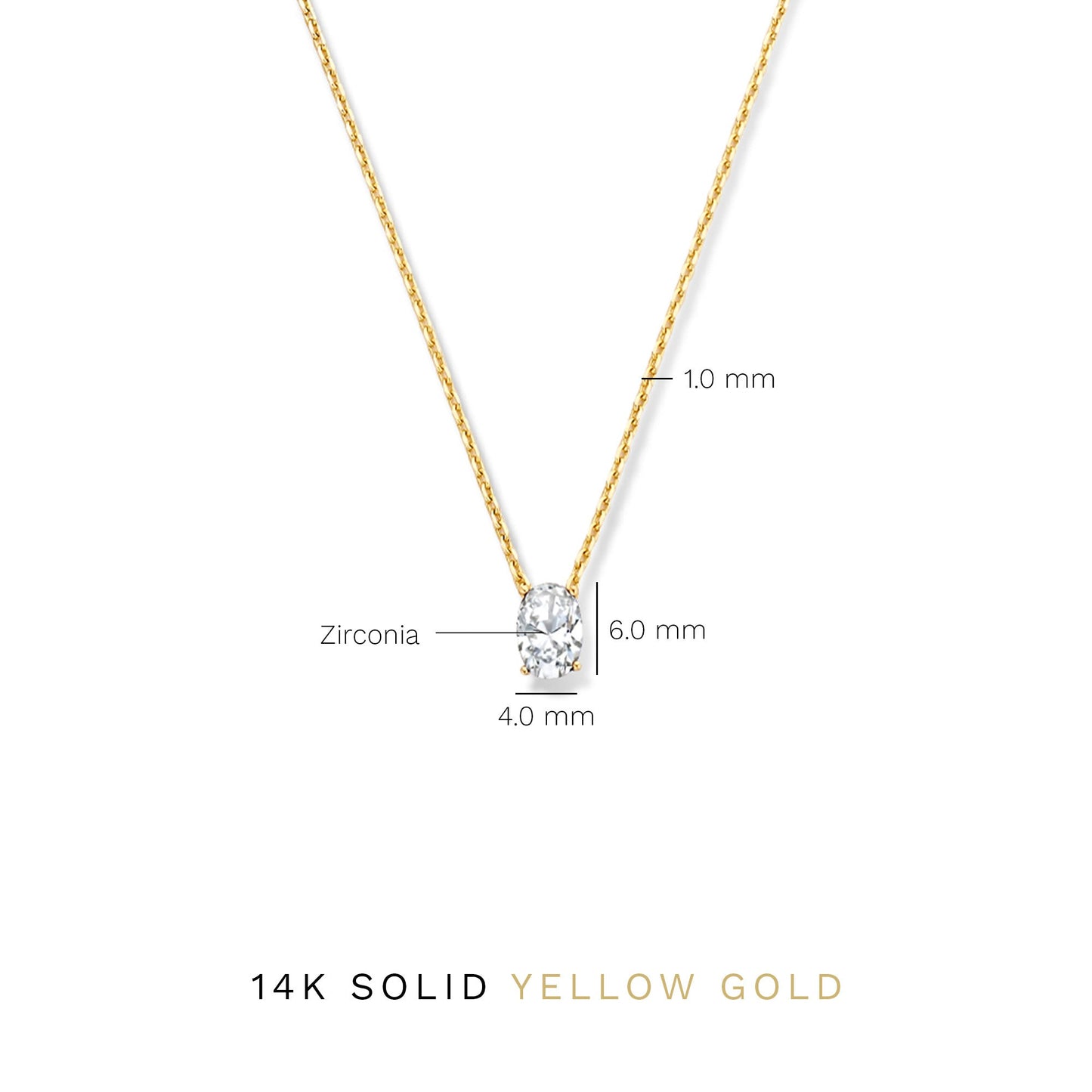 Baguette Genevieve 14 karat gold necklace with white zirconia stone -  - Isabel Bernard