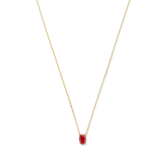 Baguette Roux 14 karat gold necklace with red zirconia stone -  - Isabel Bernard