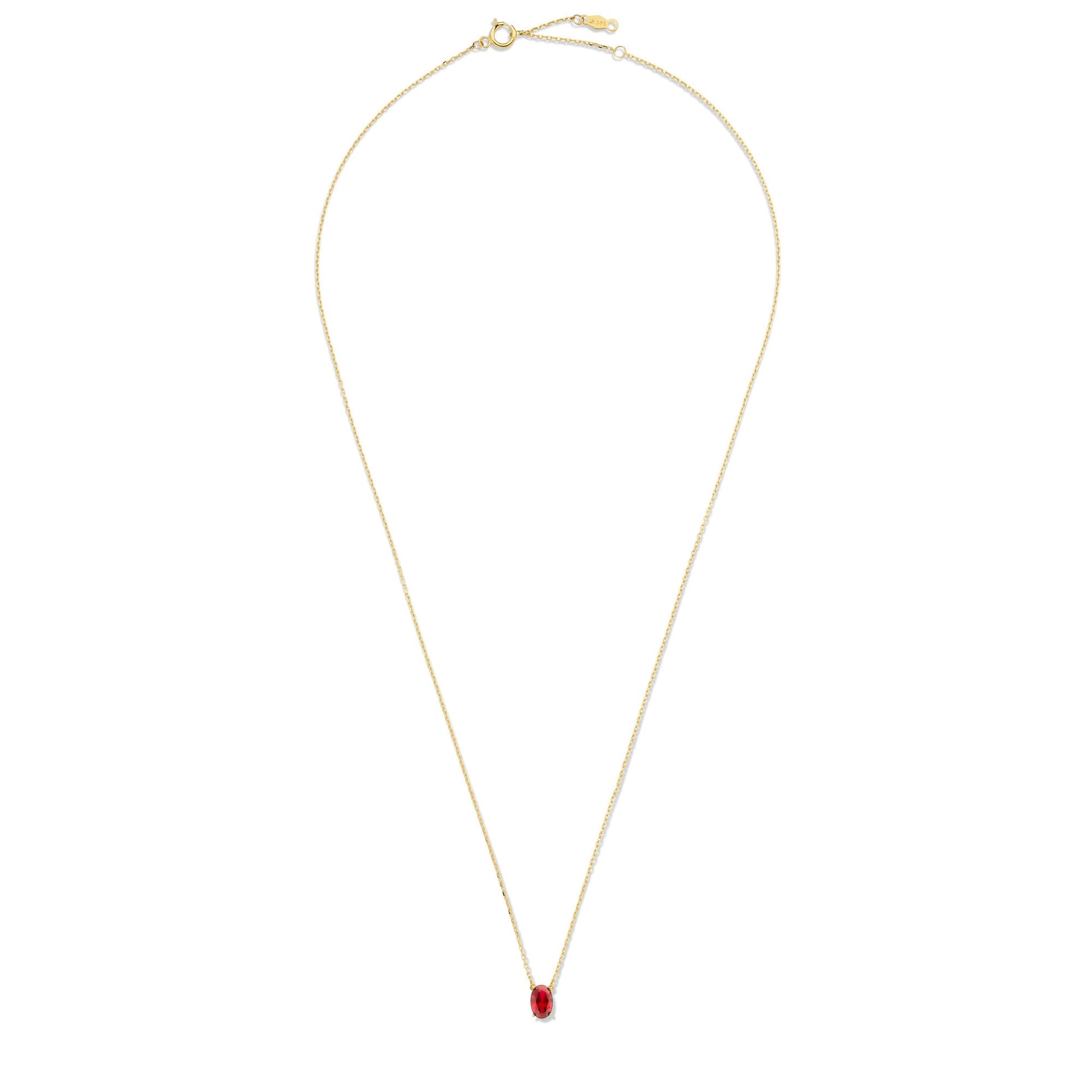 Baguette Roux 14 karat gold necklace with red zirconia stone -  - Isabel Bernard