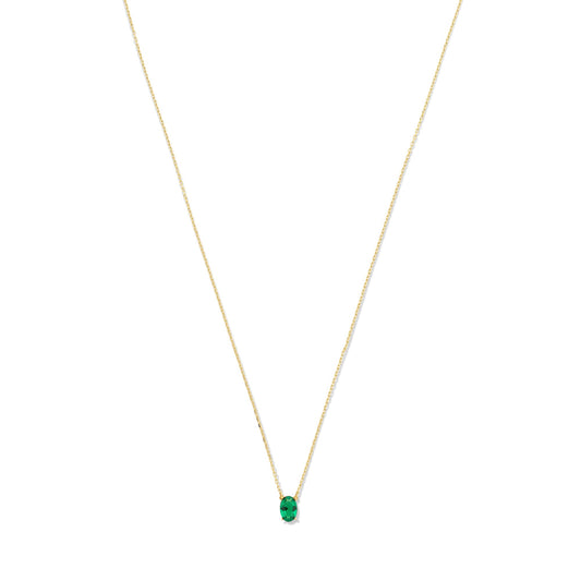 Baguette Olivia 14 karat gold necklace with green zirconia stone -  - Isabel Bernard