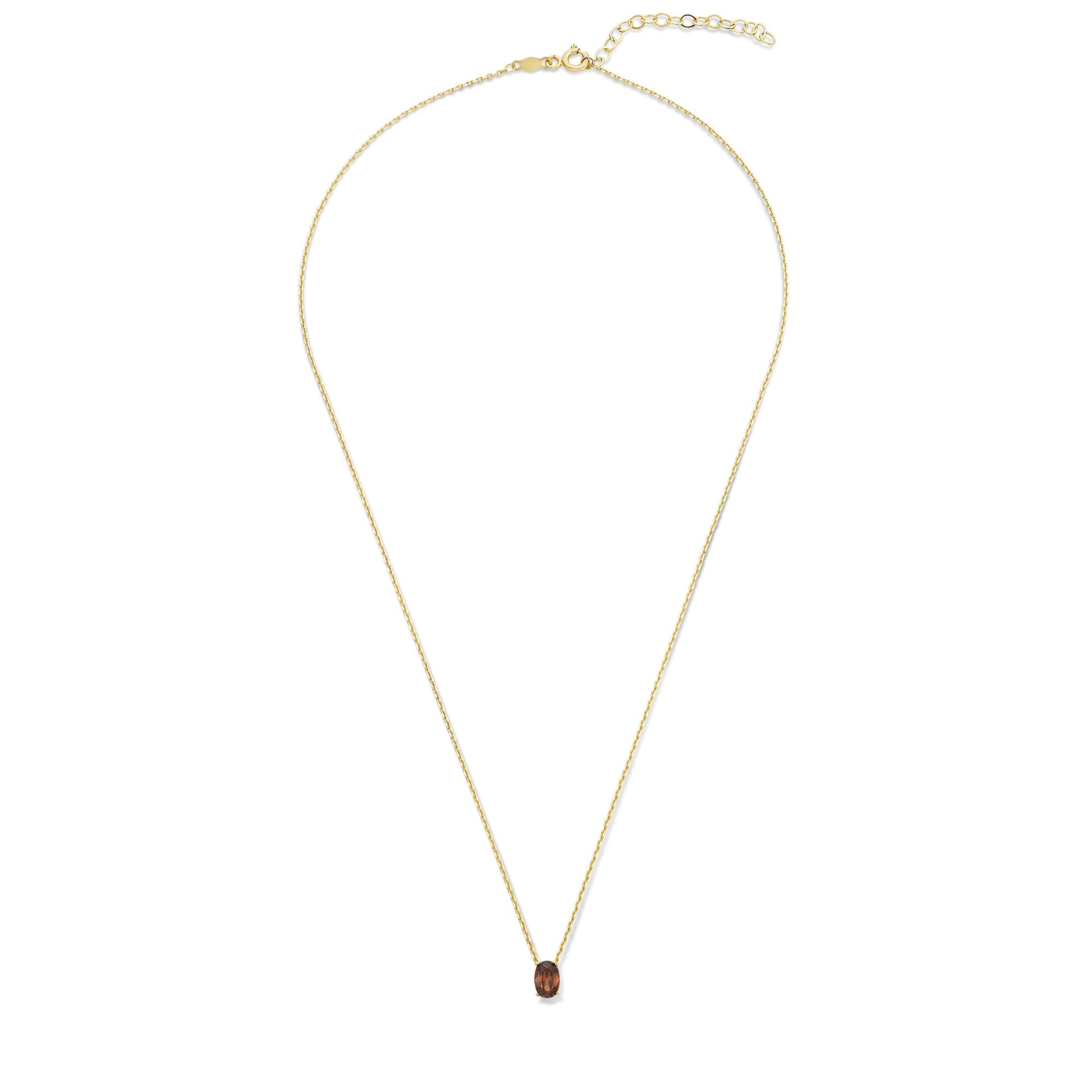 Baguette Brune 14 karat gold necklace with brown zirconia stone -  - Isabel Bernard