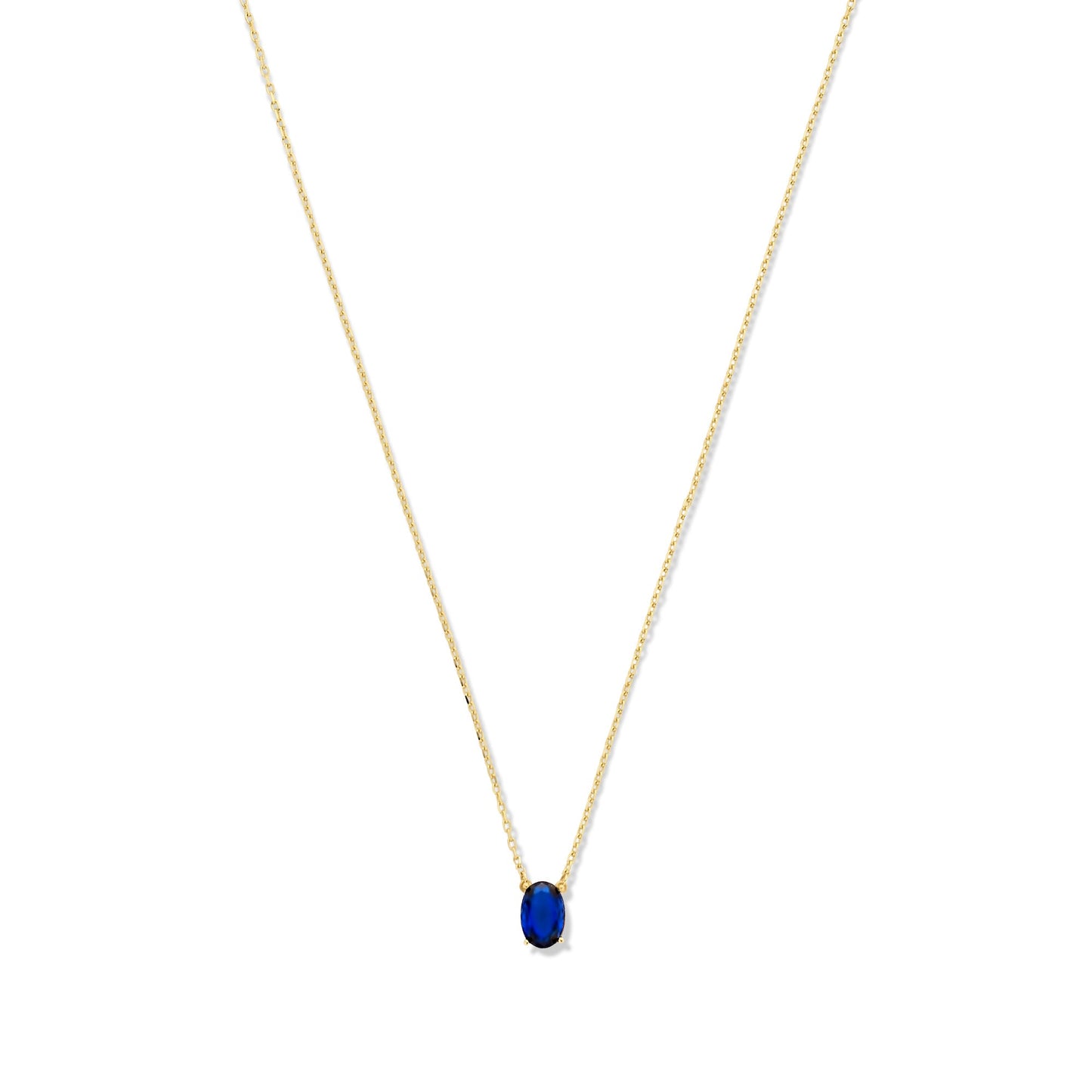 Baguette Nila 14 karat gold necklace with blue zirconia stone -  - Isabel Bernard