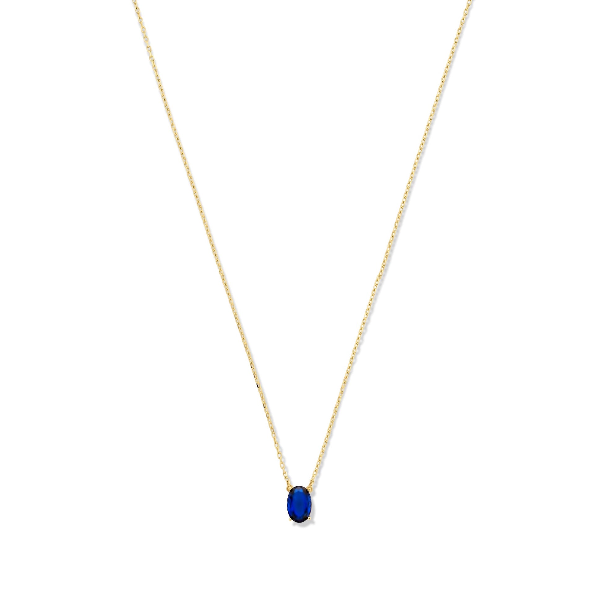 Baguette Nila 14 karat gold necklace with blue zirconia stone -  - Isabel Bernard