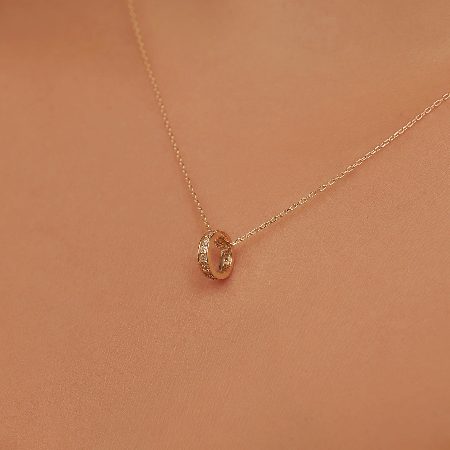 Le Marais Merle 14 karat gold necklace with zirconia stones -  - Isabel Bernard