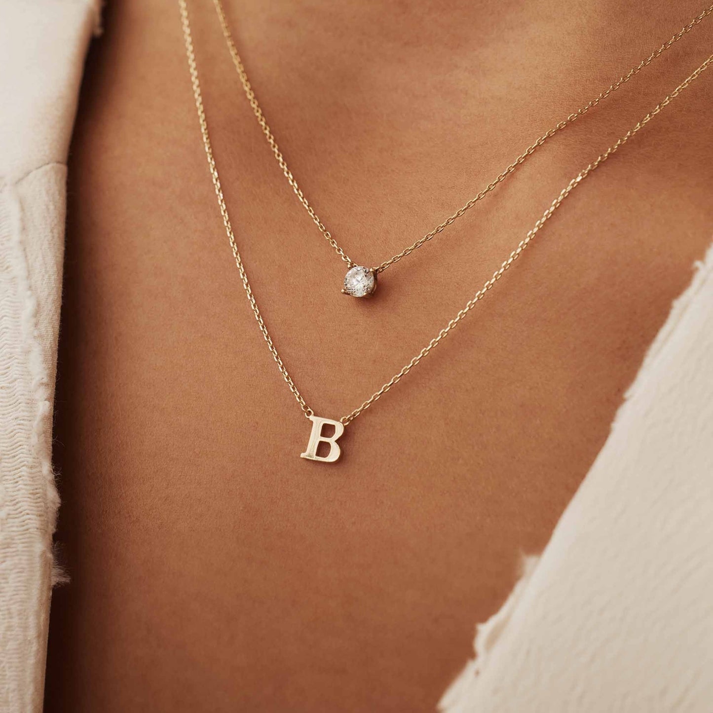 Le Marais Chloé 14 karat gold initial necklace with letter -  - Isabel Bernard