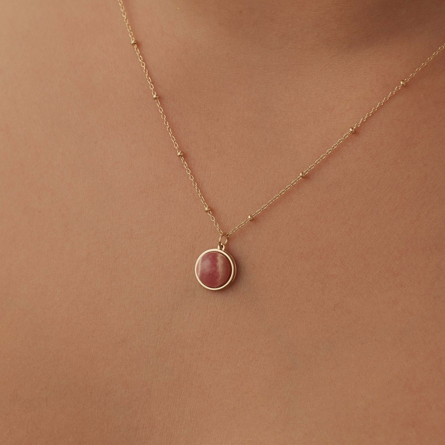 Belleville Adora 14 karat gold necklace with rose quartz gemstone -  - Isabel Bernard