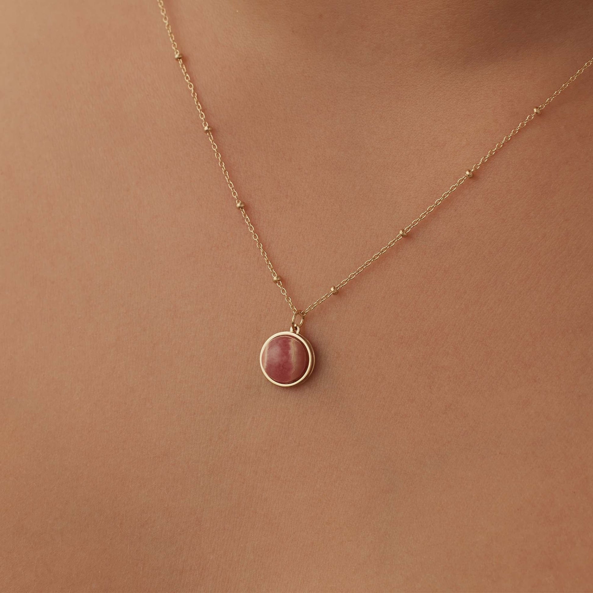 Belleville Adora 14 karat gold necklace with rose quartz gemstone -  - Isabel Bernard