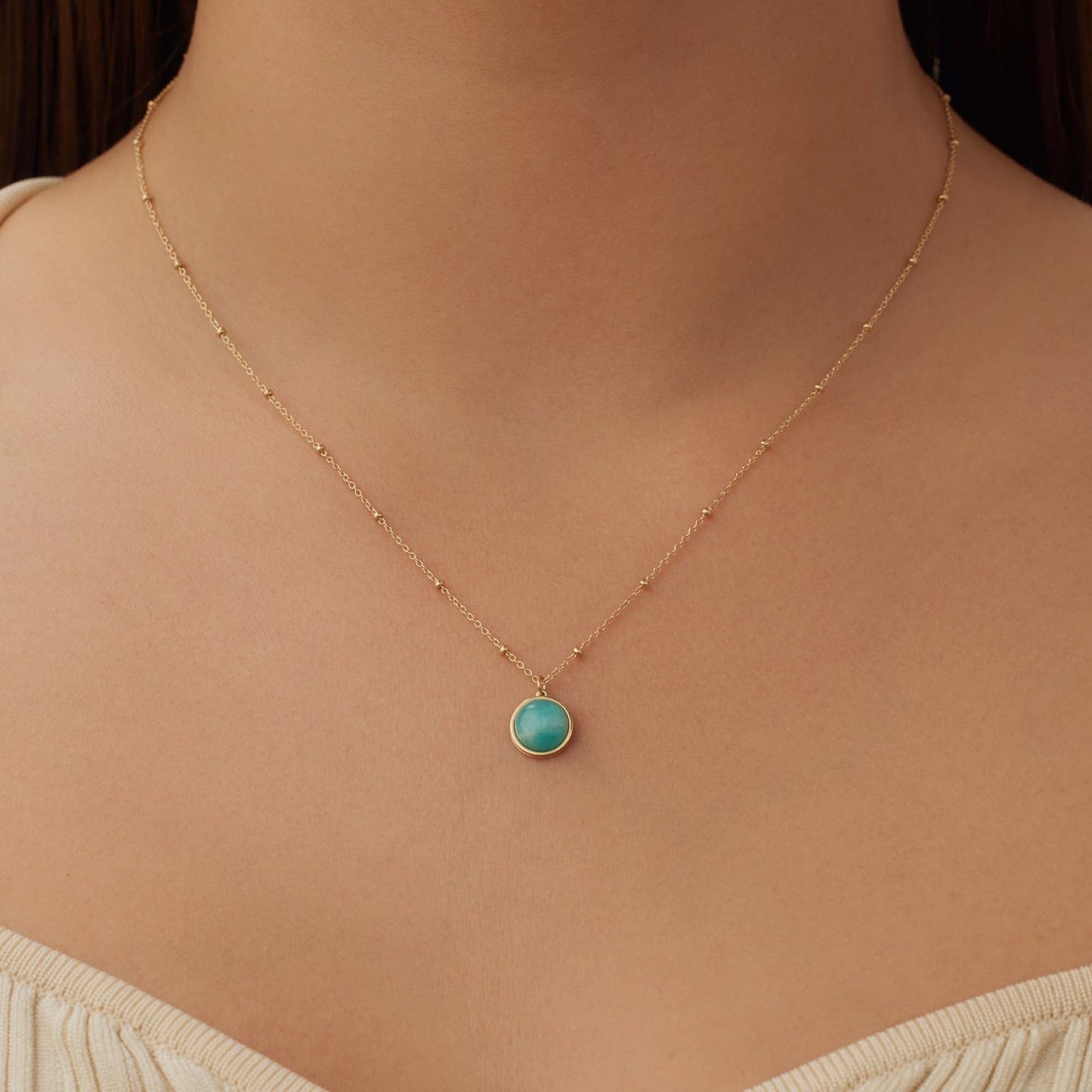 Belleville Emmalyn 14 karat gold necklace with amazonite gemstone -  - Isabel Bernard