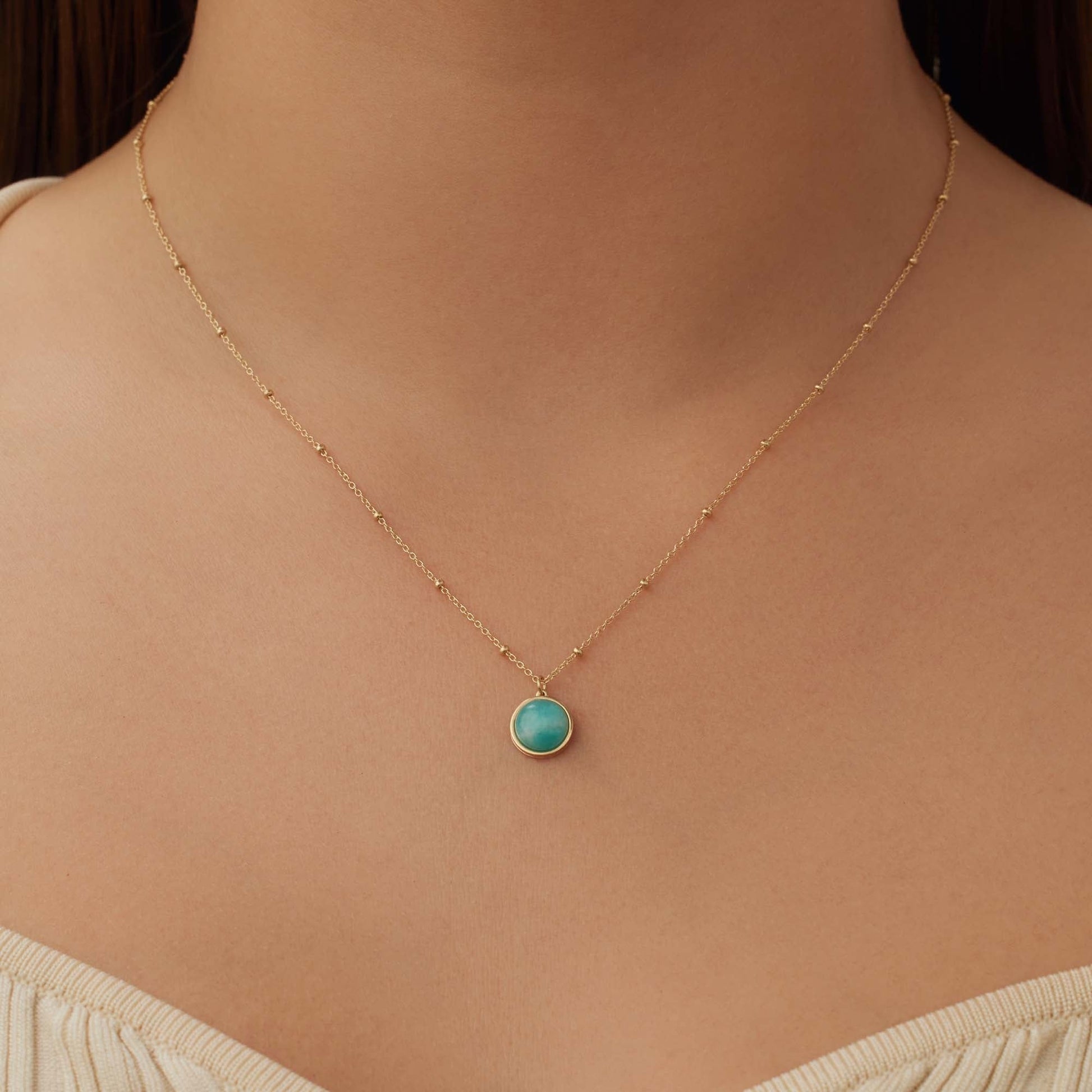 Belleville Emmalyn 14 karat gold necklace with amazonite gemstone -  - Isabel Bernard