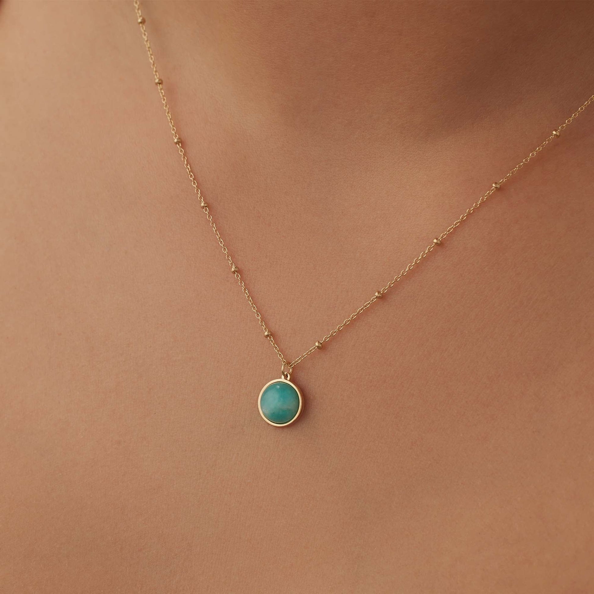 Belleville Emmalyn 14 karat gold necklace with amazonite gemstone -  - Isabel Bernard