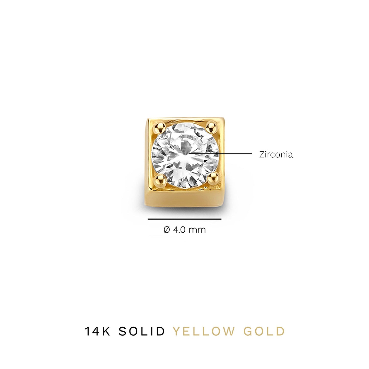 Cadeau d'Isabel 14 karat gold cube charm with zirconia stone and gold necklace gift set - - Isabel Bernard