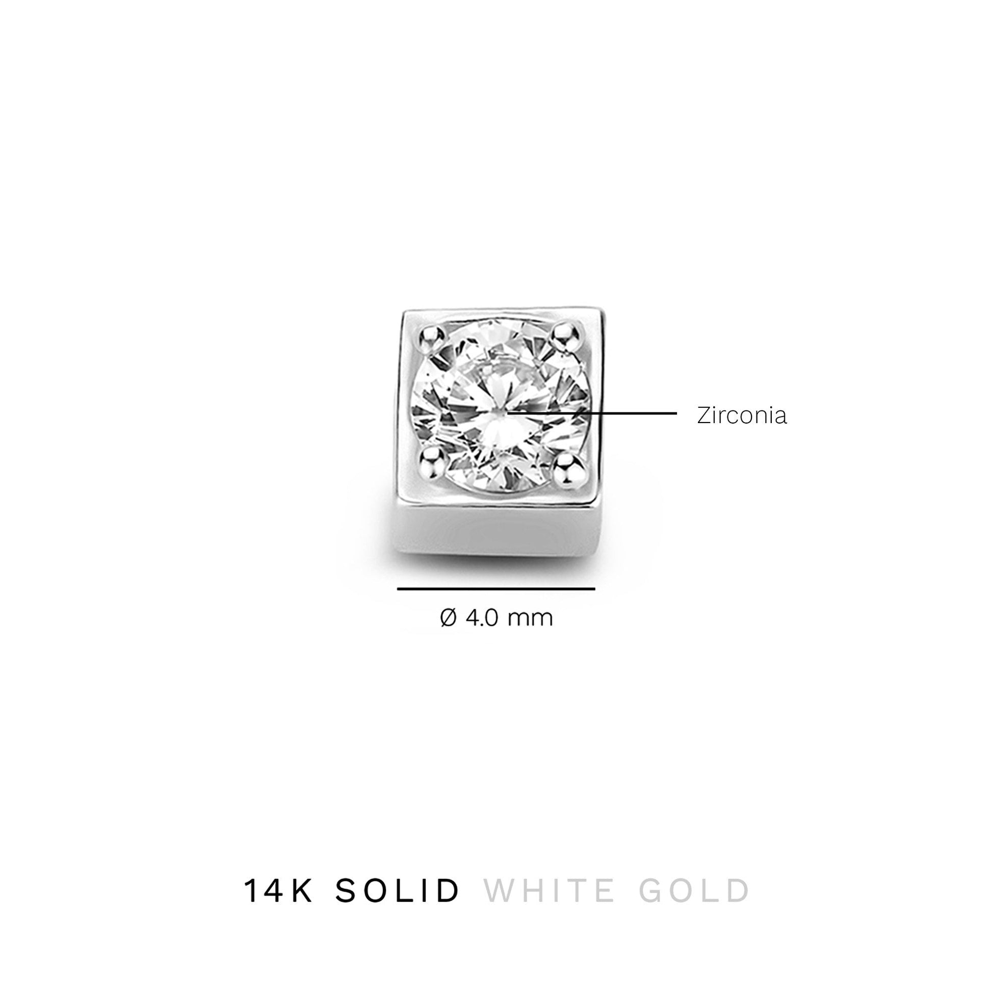 Cadeau d'Isabel 14 karat white gold cube charm with zirconia stone and white gold necklace gift set - - Isabel Bernard