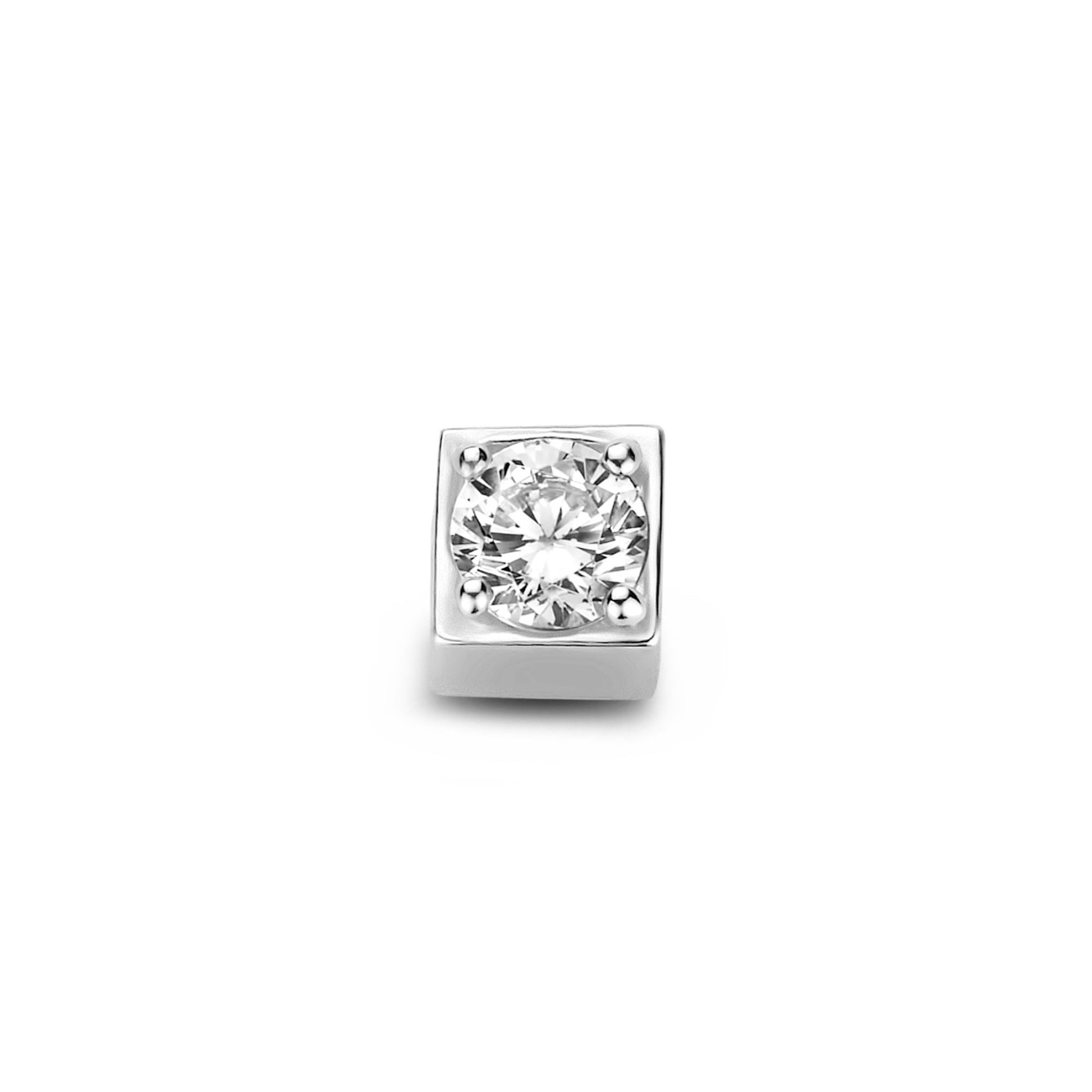 Cadeau d'Isabel 14 karat white gold cube charm with zirconia stone and white gold necklace gift set - - Isabel Bernard