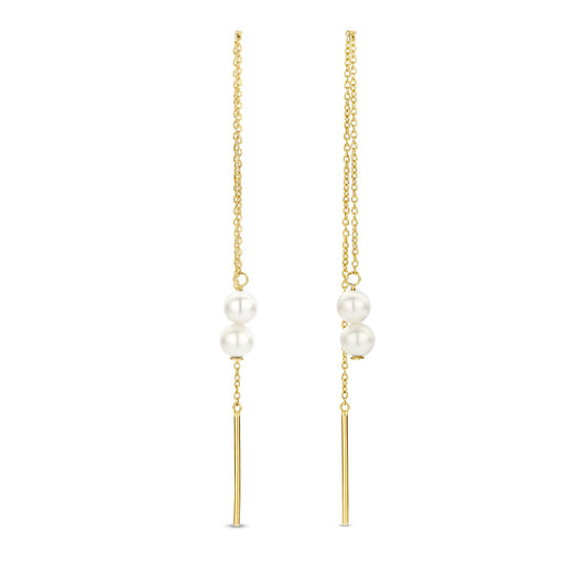 Belleville Luna 14 karat gold pull through earrings with freshwater pearls -  - Isabel Bernard