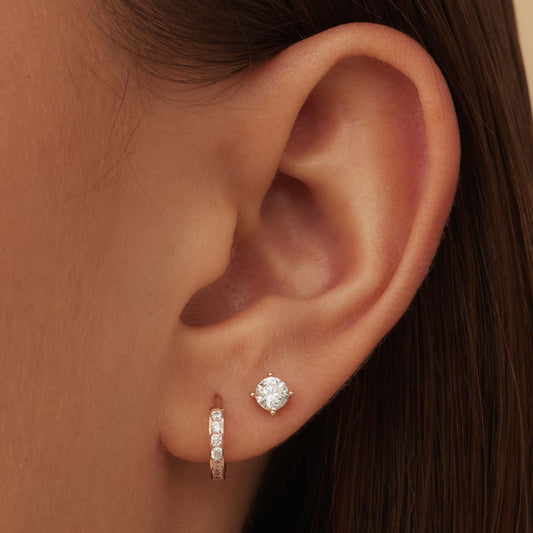La Concorde Tiphaine 14 karat rose gold hoop earrings with zirkonia stones -  - Isabel Bernard