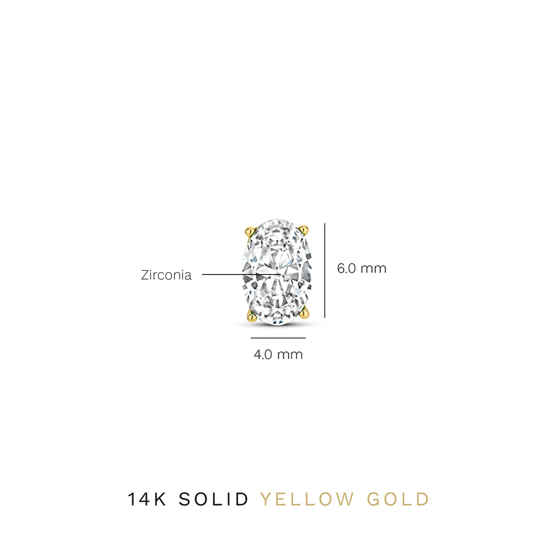 Baguette Genevieve 14 karat gold stud ear studs with white zirconia stone -  - Isabel Bernard