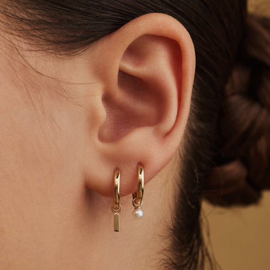 Belleville Luna 14 karat gold hoop earrings with freshwater pearl -  - Isabel Bernard