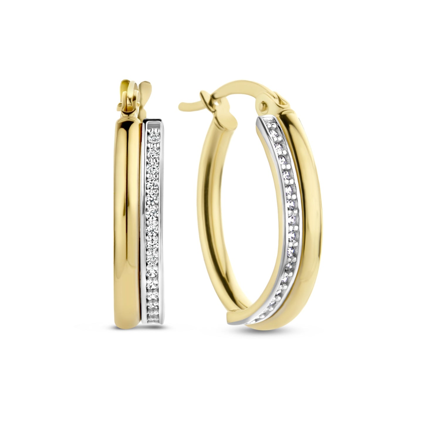 Aidee Phillou 14 karat gold hoop earrings with zirconia stones -  - Isabel Bernard