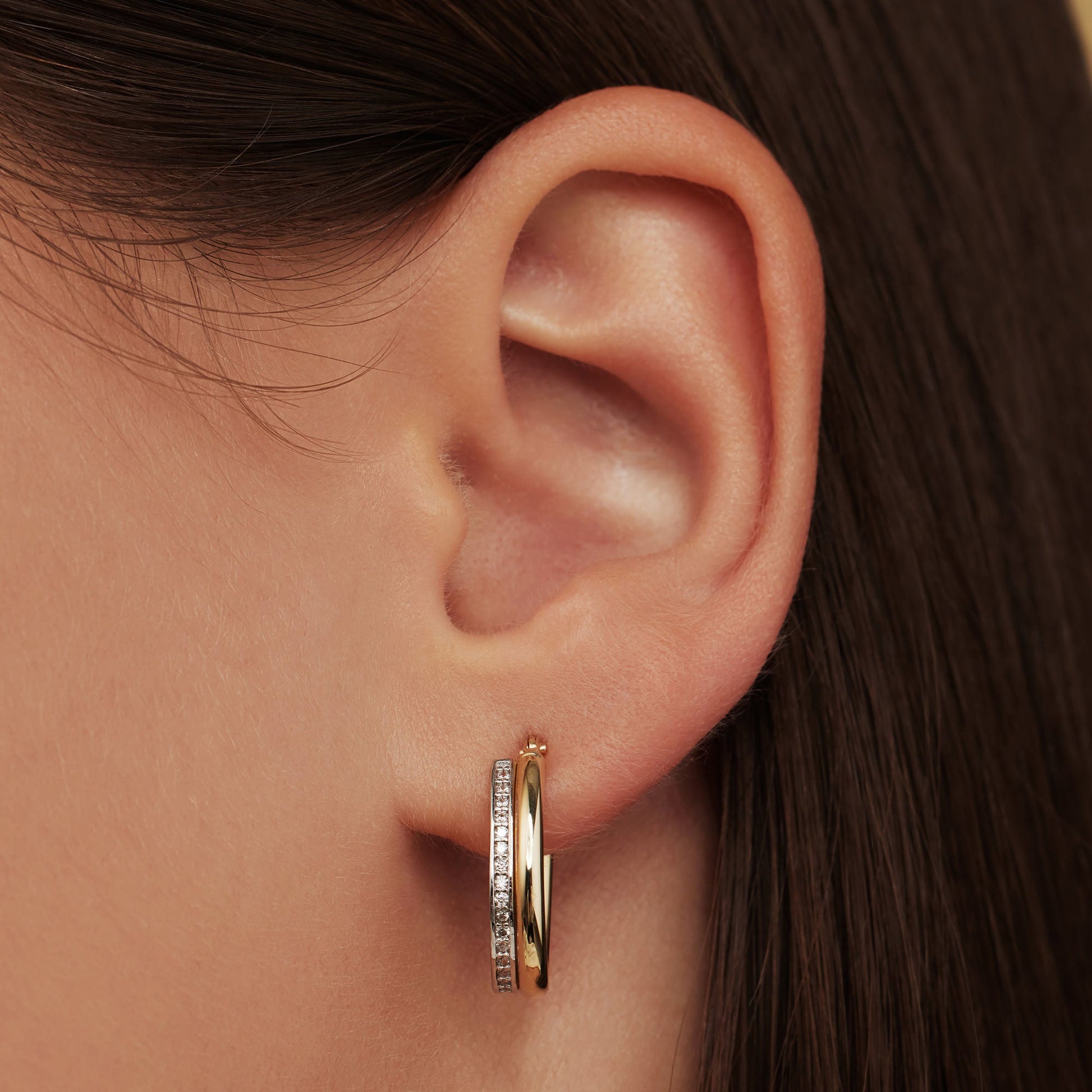 Aidee Phillou 14 karat gold hoop earrings with zirconia stones -  - Isabel Bernard