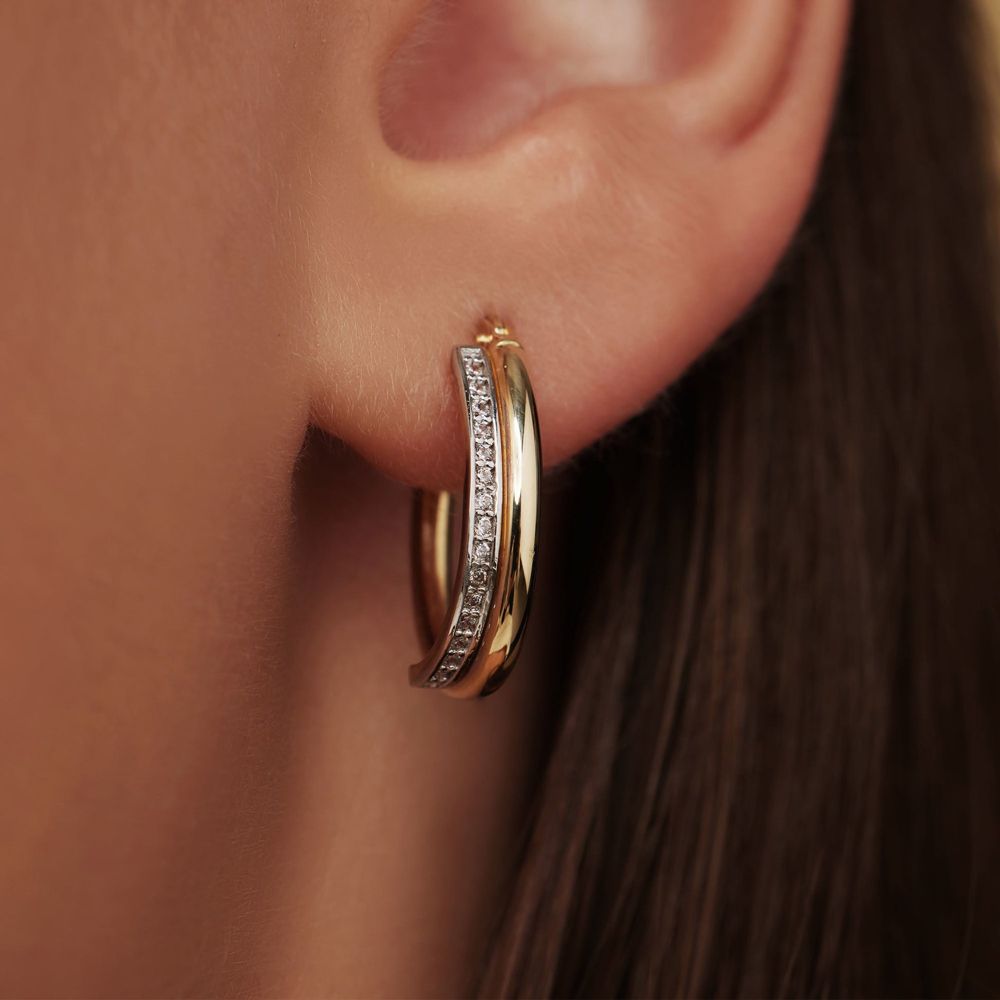 Aidee Phillou 14 karat gold hoop earrings with zirconia stones -  - Isabel Bernard
