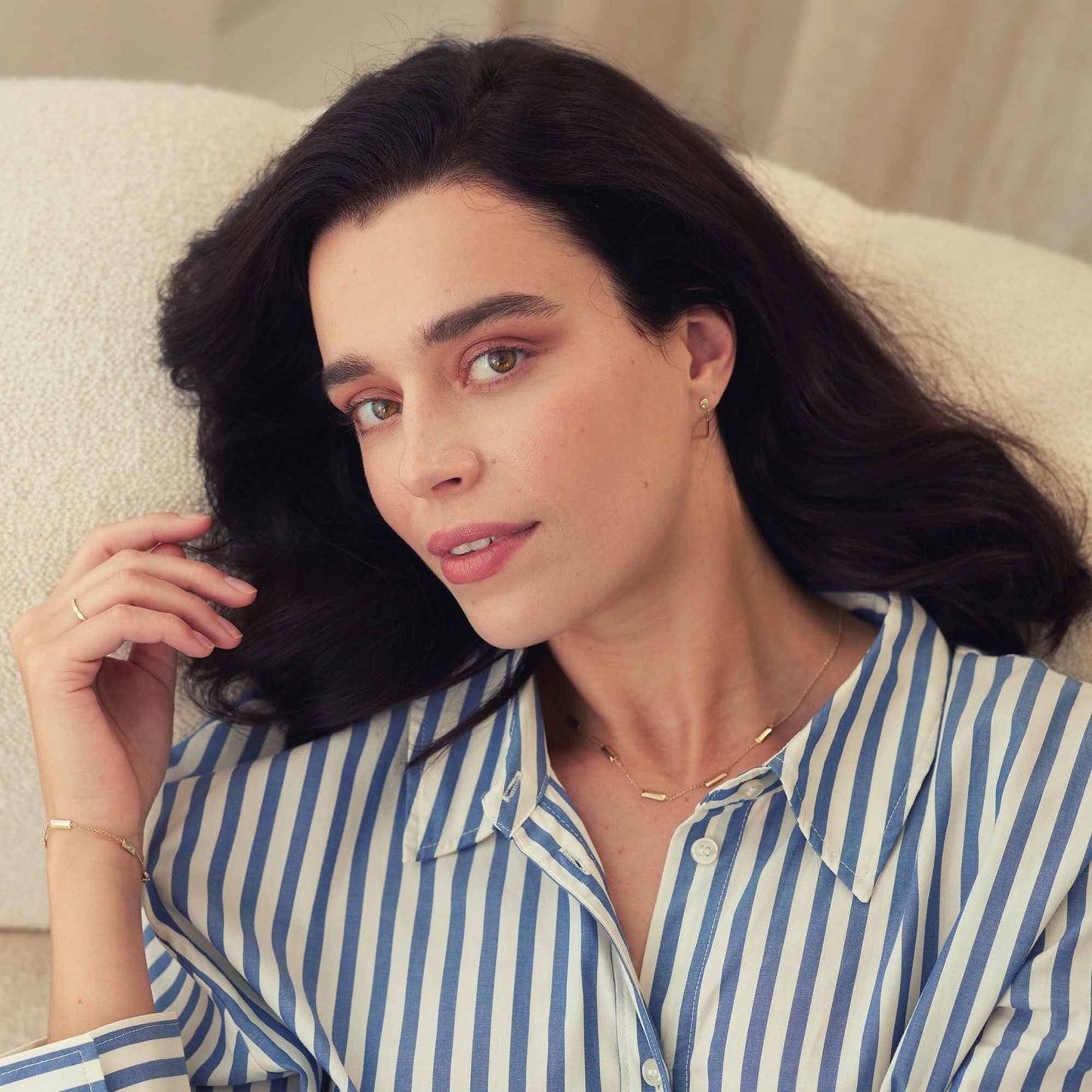 Monceau Jade 14 karat gold drop earrings with rods -  - Isabel Bernard