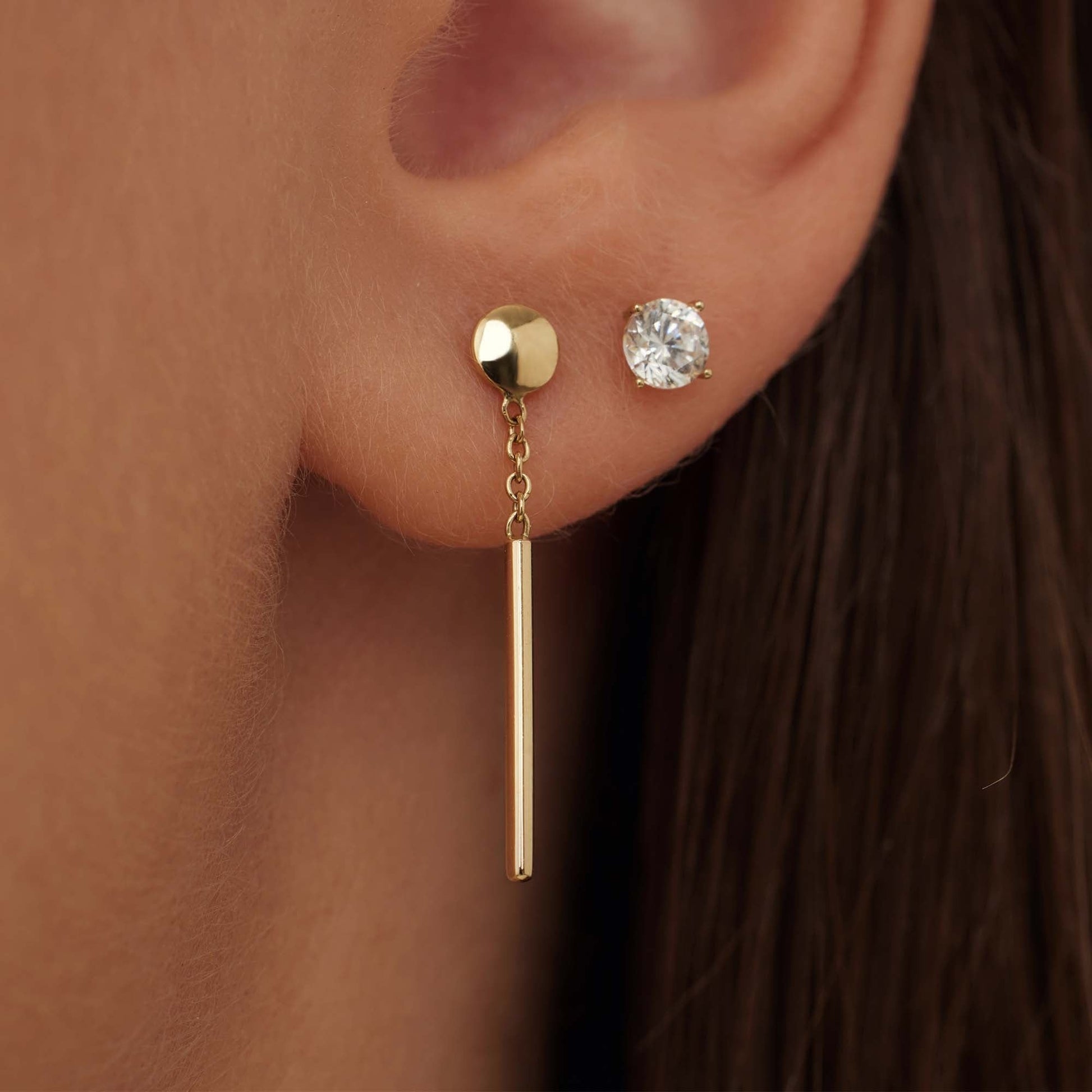 Monceau Jade 14 karat gold drop earrings with rods -  - Isabel Bernard