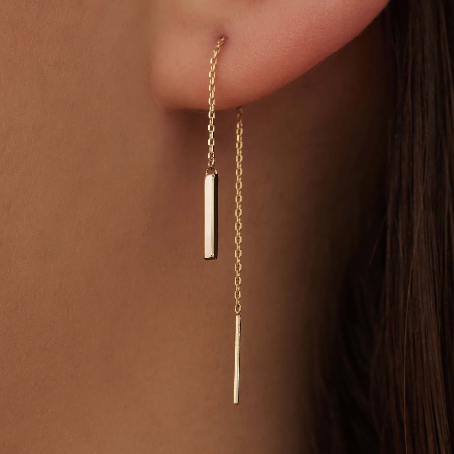 Le Marais Rosalie 14 karat gold pull through earrings with rod -  - Isabel Bernard