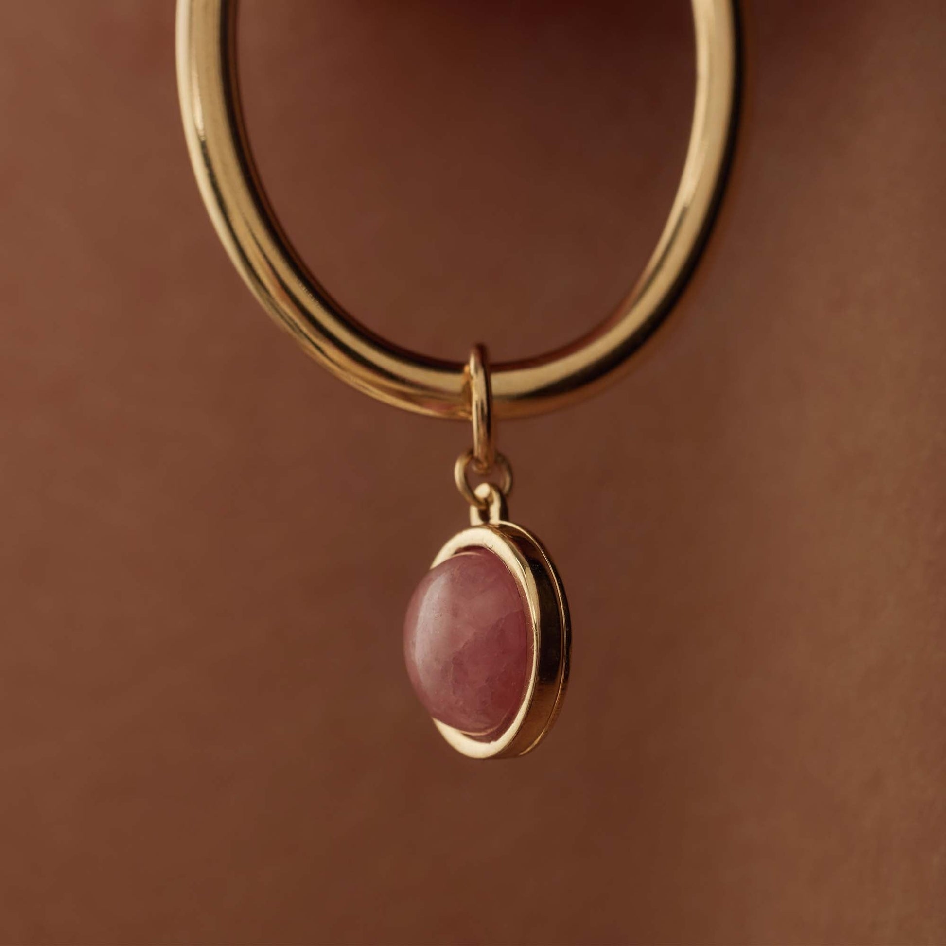 Belleville Adora 14 karat gold hoop earrings with rose quartz gemstone -  - Isabel Bernard