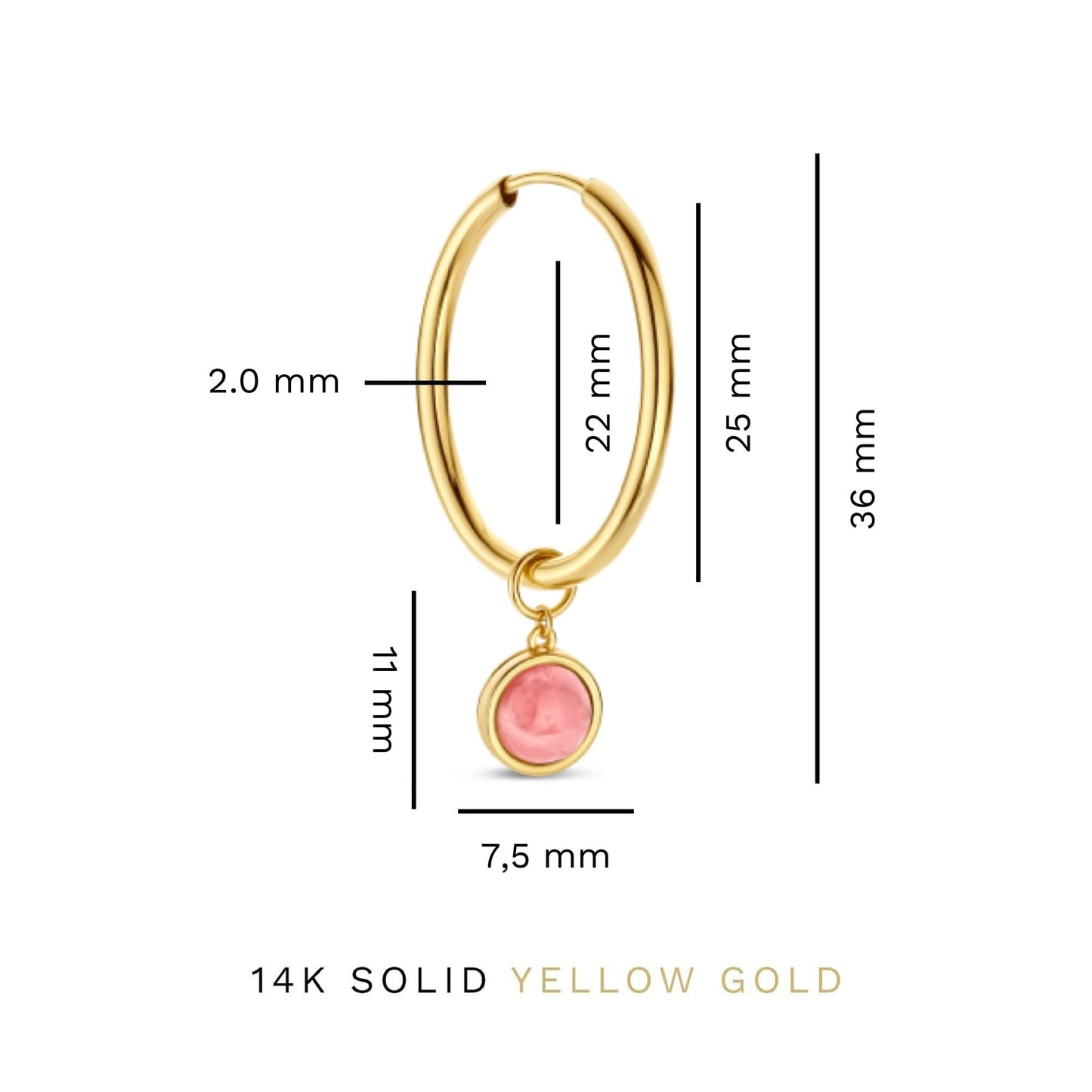 Belleville Adora 14 karat gold hoop earrings with rose quartz gemstone -  - Isabel Bernard