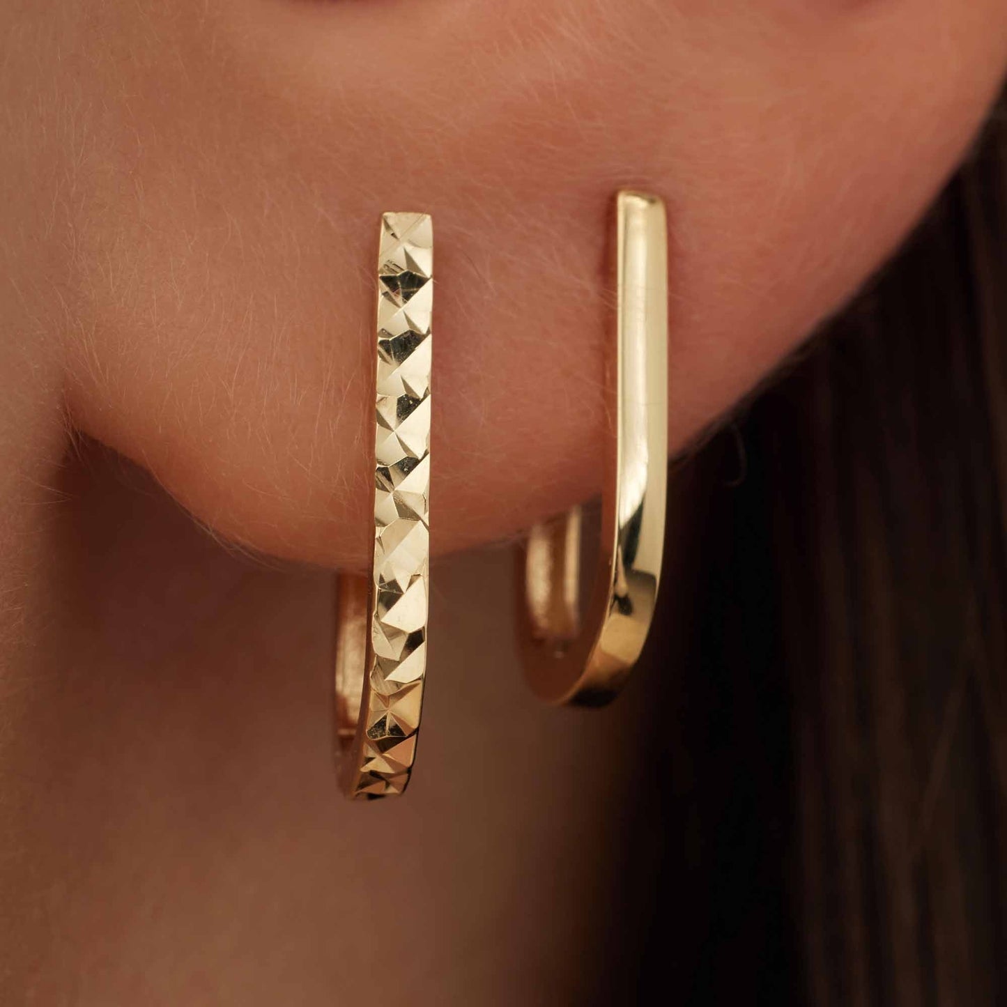 Rivoli Laura 14 karat gold drop earrings with diamond cut -  - Isabel Bernard