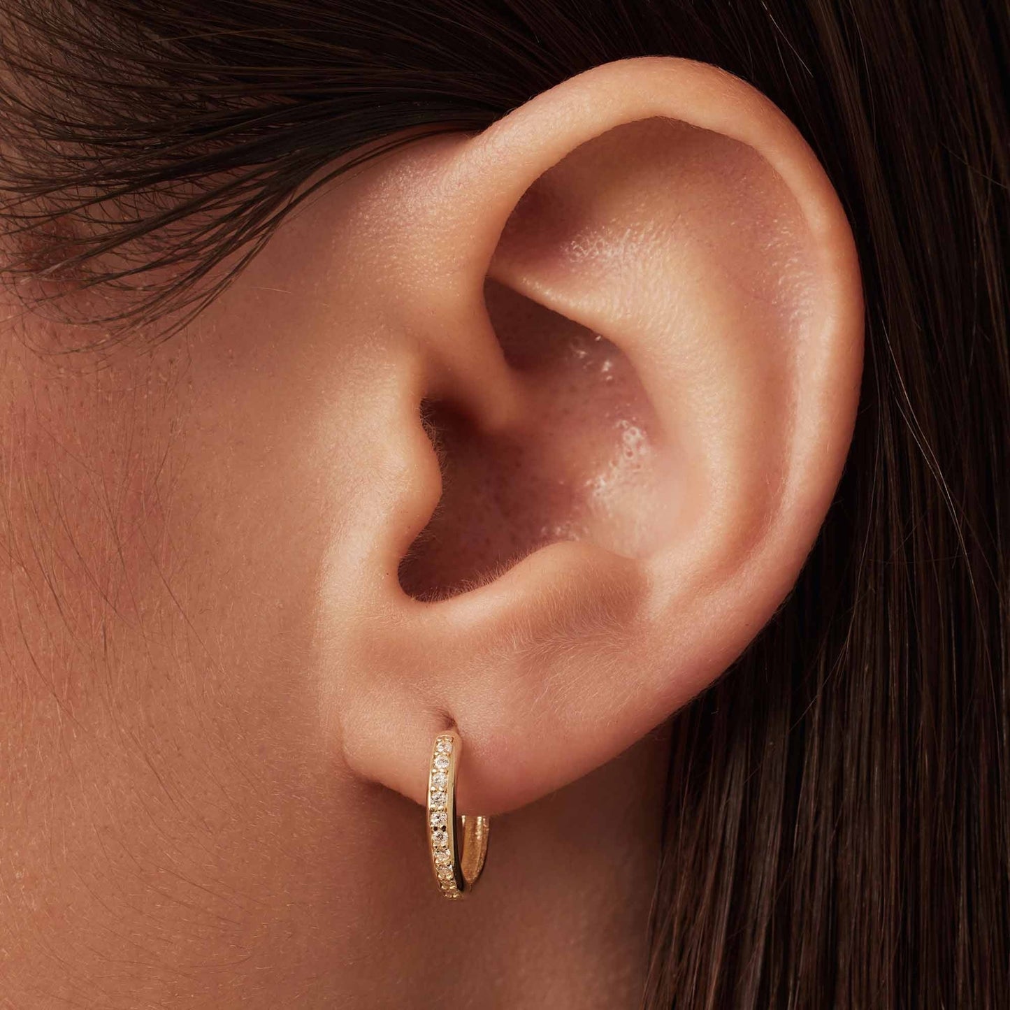 Le Marais Merle 14 karat gold hoop earrings with zirconia (10 mm) -  - Isabel Bernard