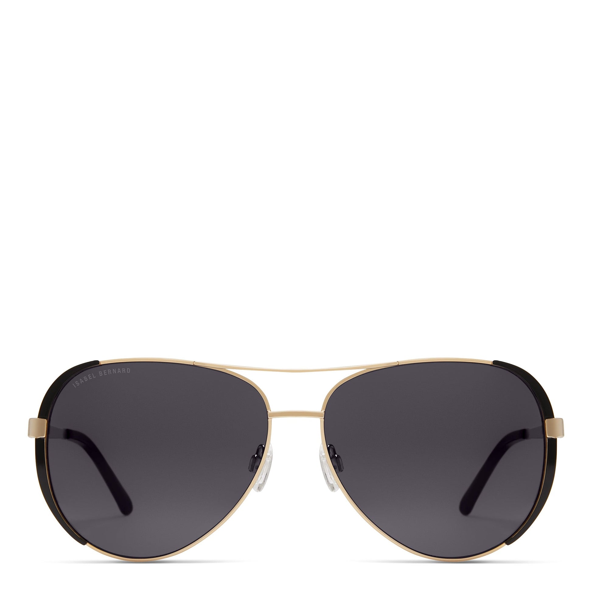 La Villette Roxanne gold coloured aviator sunglasses with black lenses -  - Isabel Bernard
