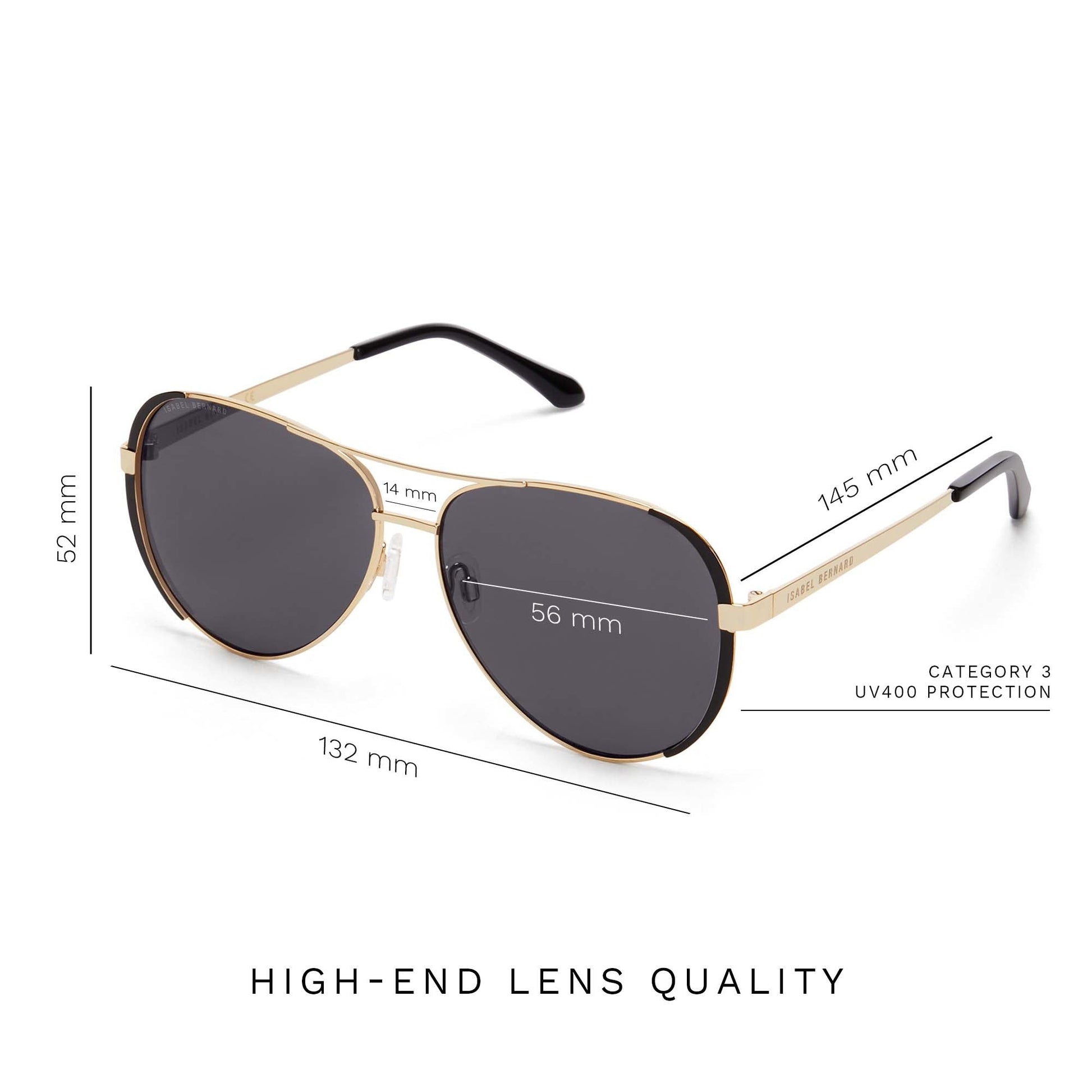 La Villette Roxanne gold coloured aviator sunglasses with black lenses -  - Isabel Bernard