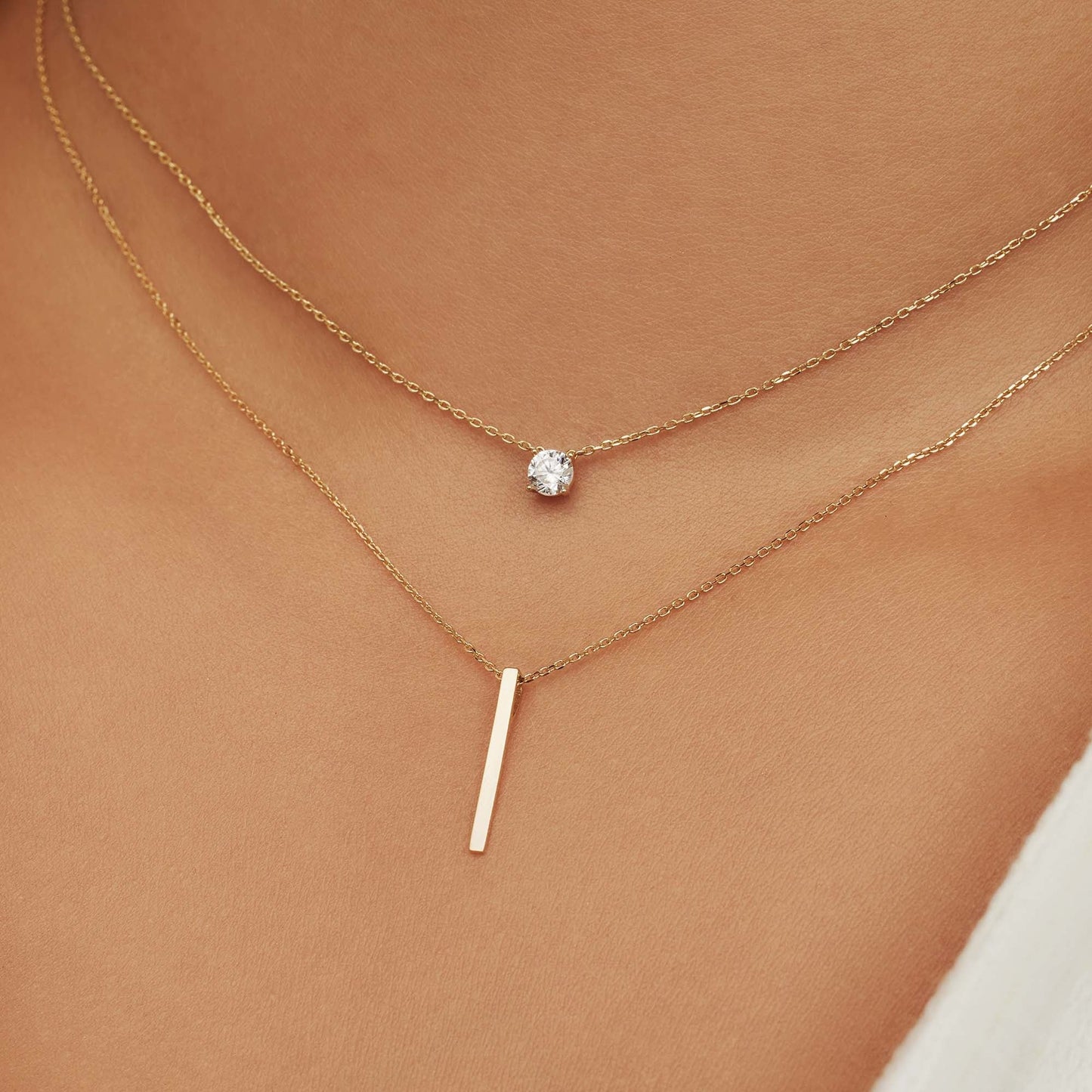 Monceau Josephine 14 karat gold necklace with rod -  - Isabel Bernard