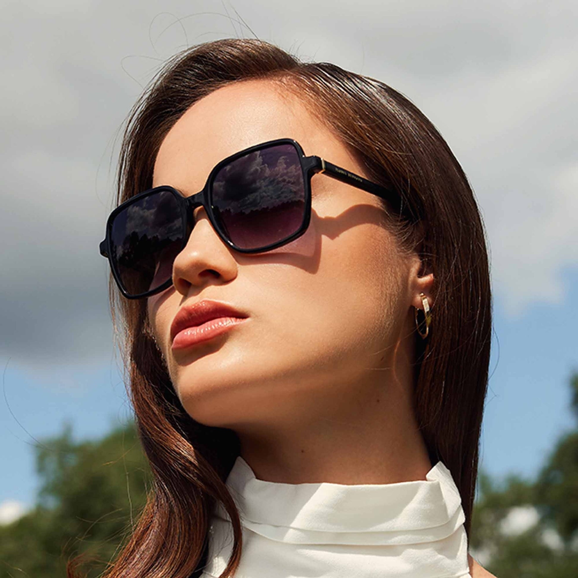 La Villette Rene black square sunglasses with black lenses gradient -  - Isabel Bernard