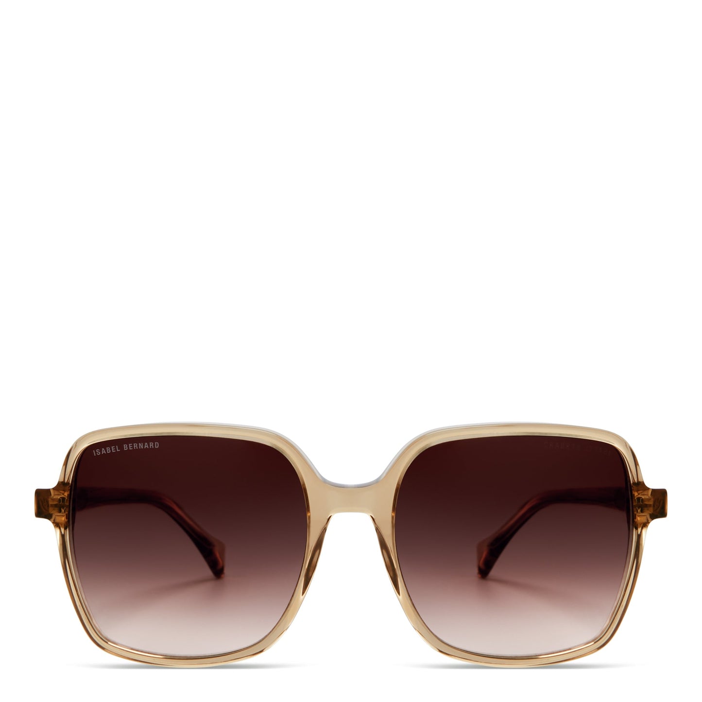 La Villette Rene transparent beige square sunglasses with brown lenses gradient -  - Isabel Bernard