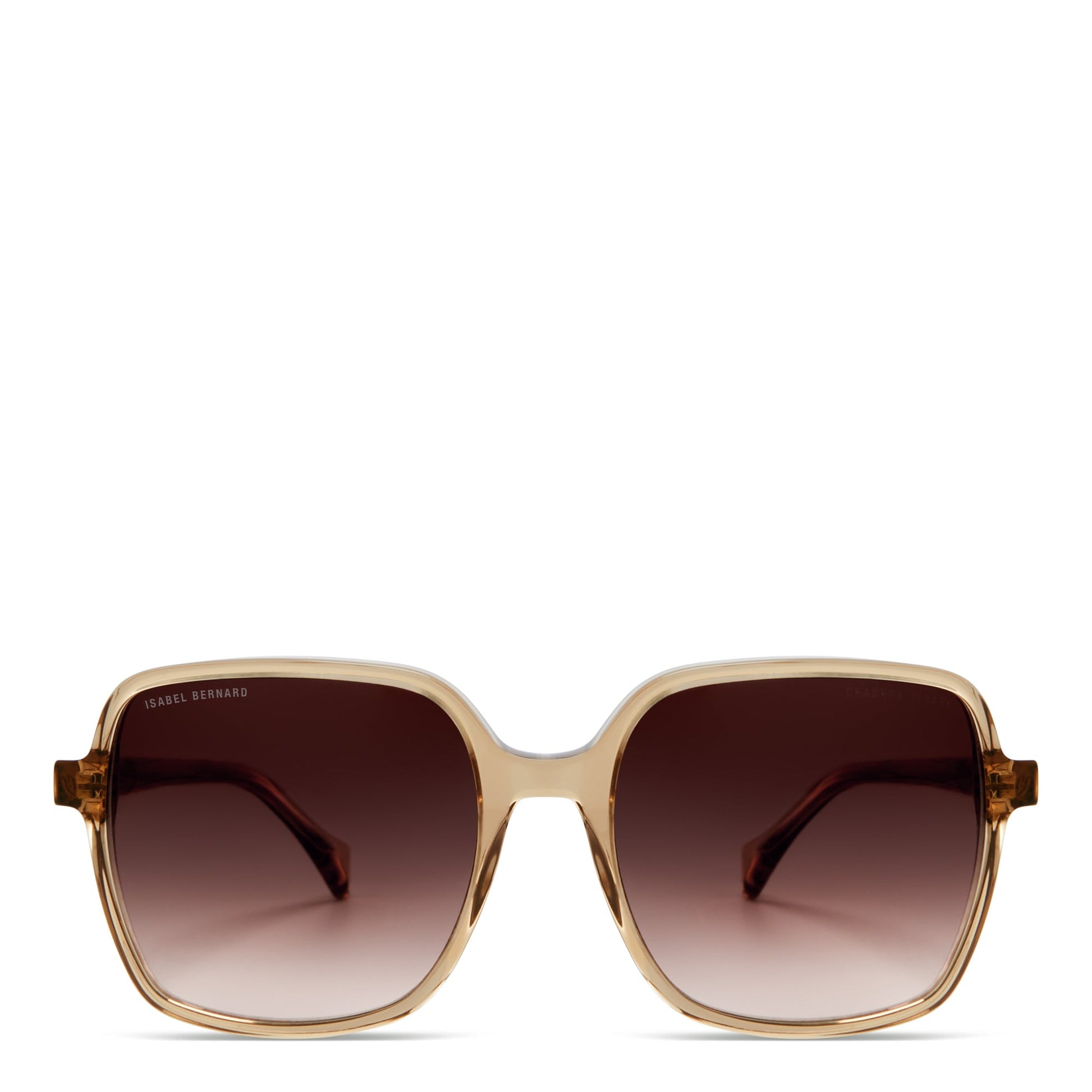 La Villette Rene transparent beige square sunglasses with brown lenses gradient -  - Isabel Bernard