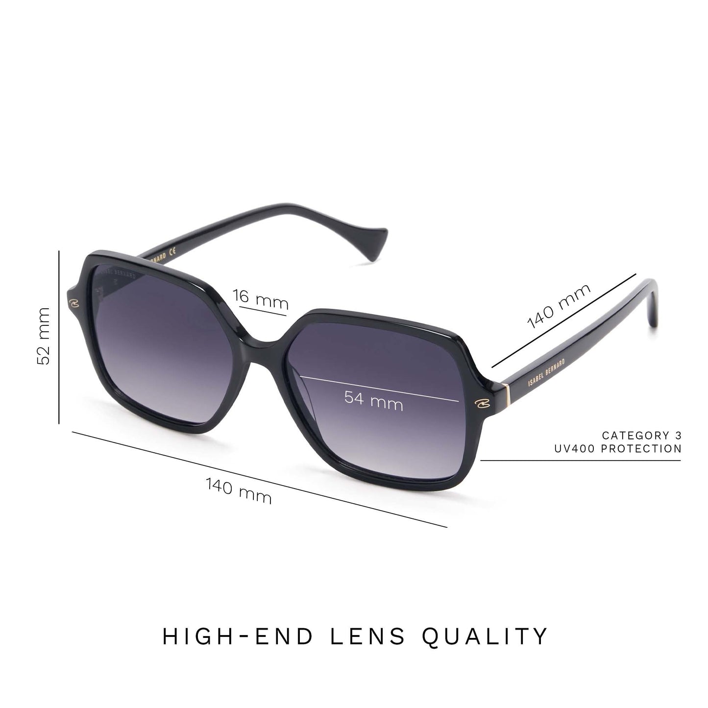 La Villette Renate black square sunglasses with black lenses gradient -  - Isabel Bernard